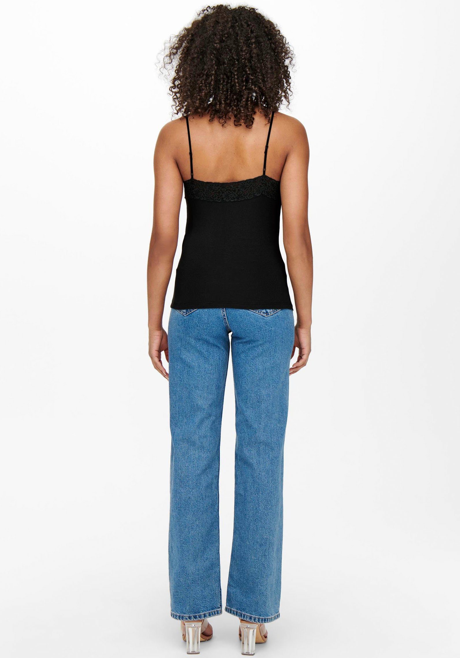 Only Top met spaghettibandjes ONLTILDE RIB LACE SINGLET