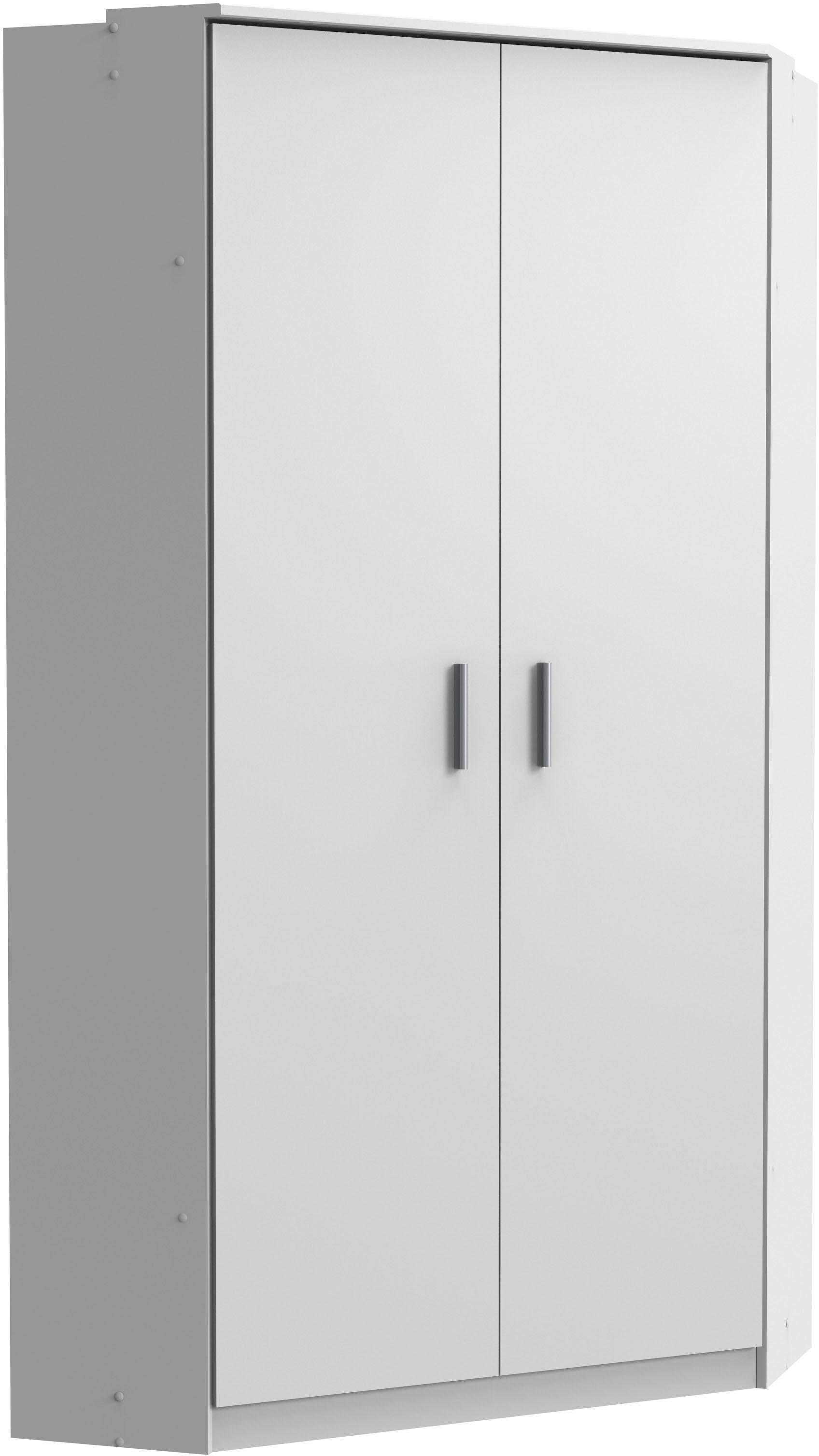Wimex Hoekkledingkast Joker Hoekoplossing garderobe met 2 kledingstangen en 8 planken hoekkasten wit
