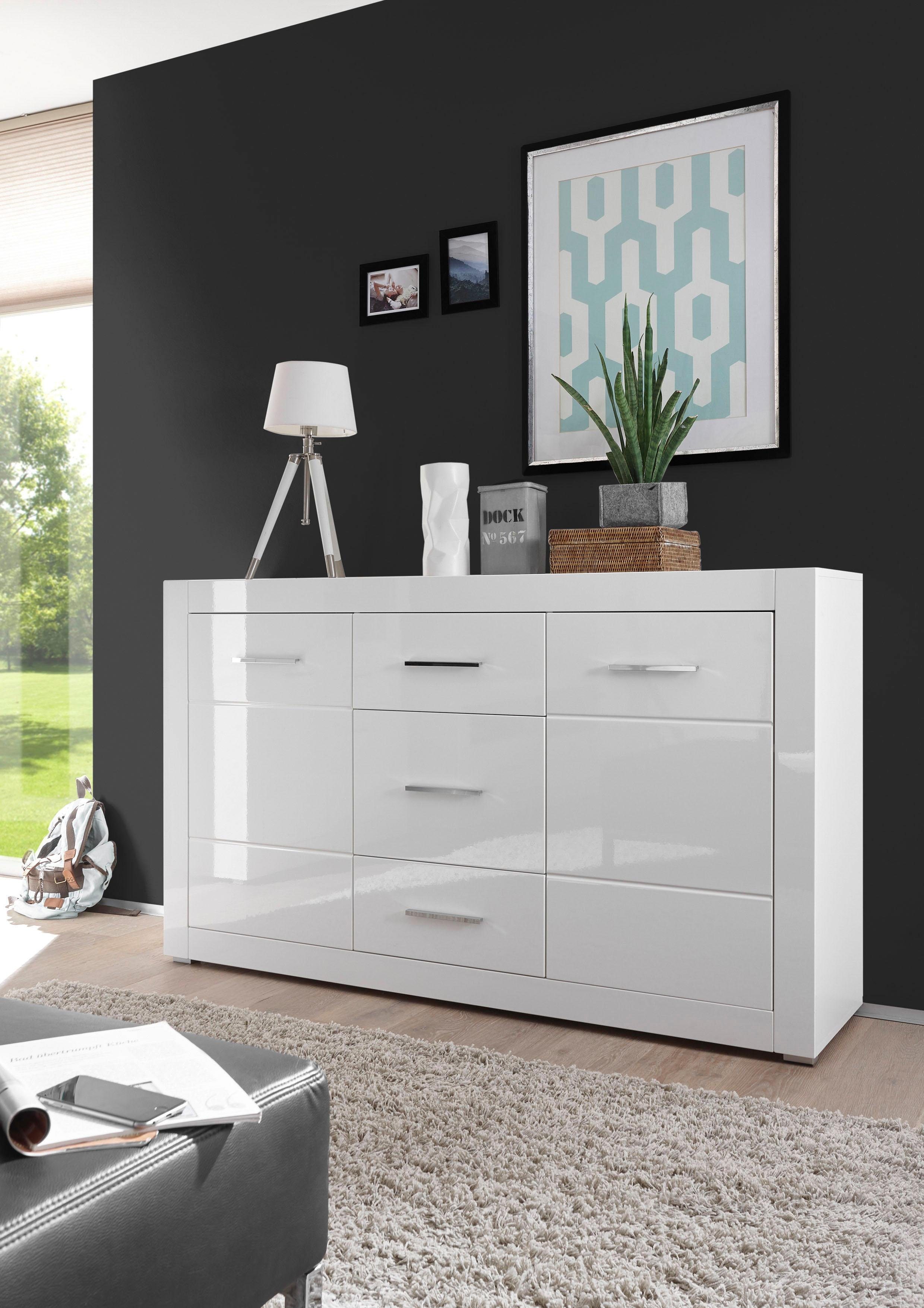 INOSIGN Dressoir Bianco Breedte 164 cm dressoirs maat 164x42x97 cm wit
