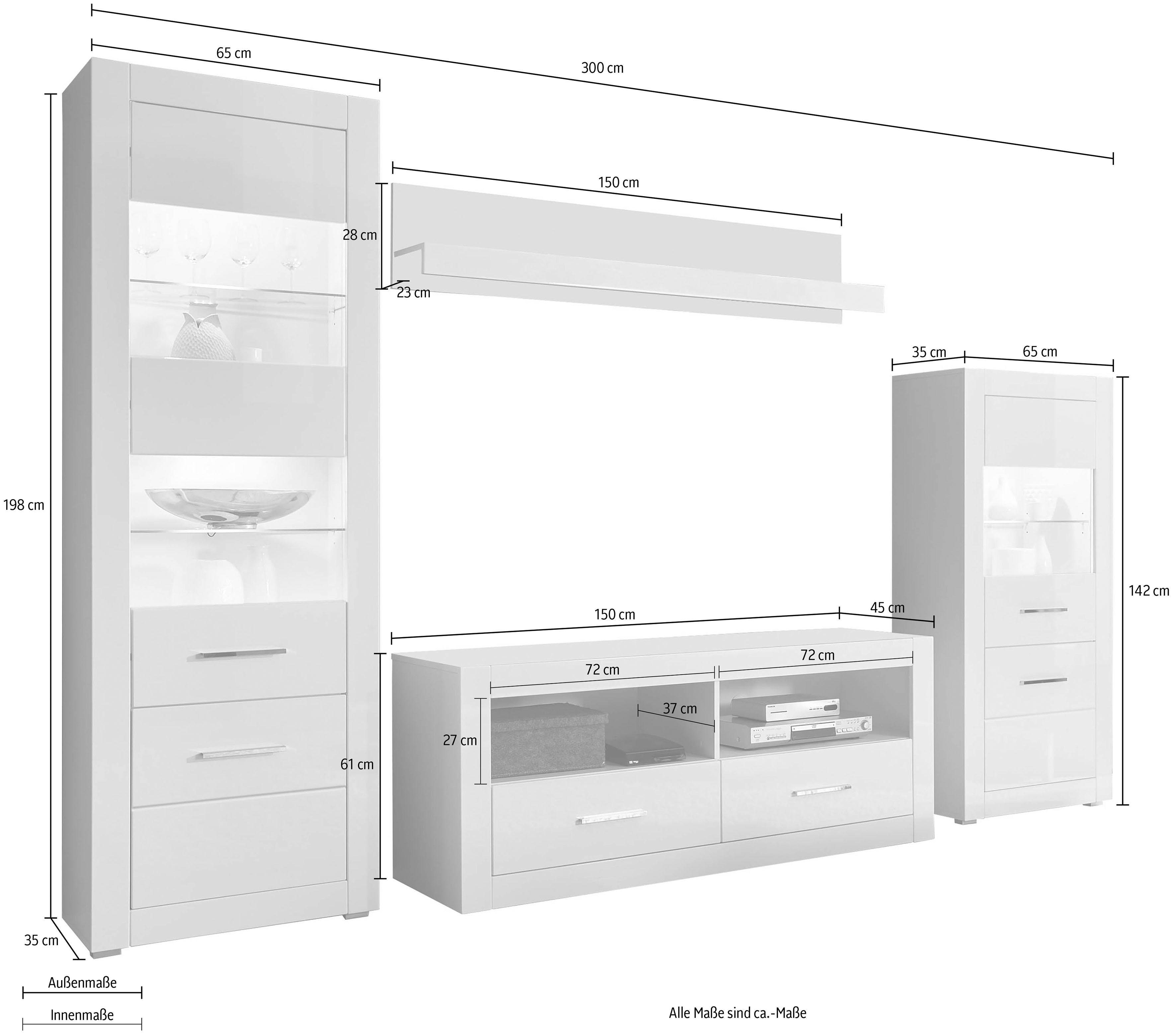 INOSIGN Wandmeubel Bianco (set, 4-delig)