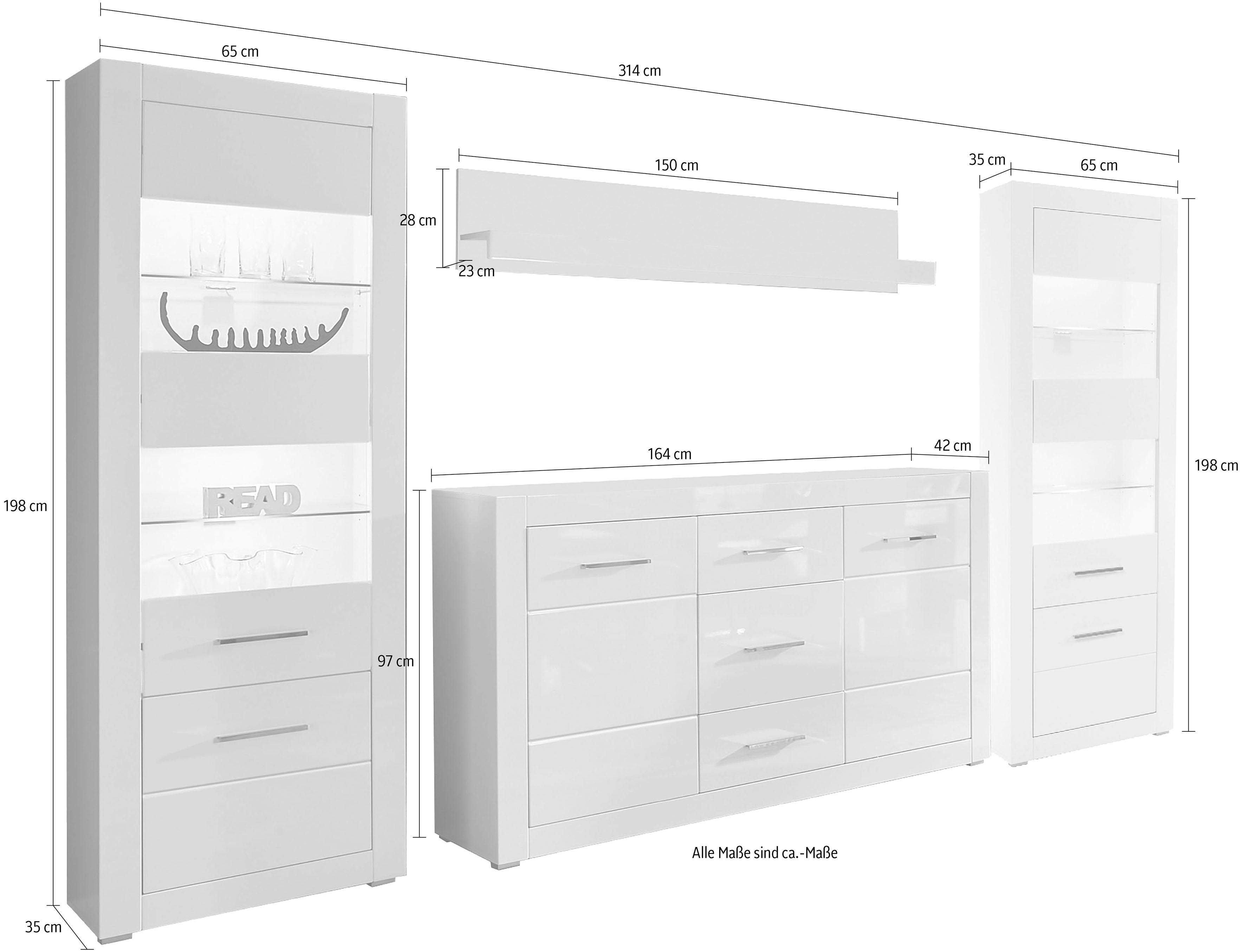 INOSIGN Wandmeubel Bianco (set, 4-delig)
