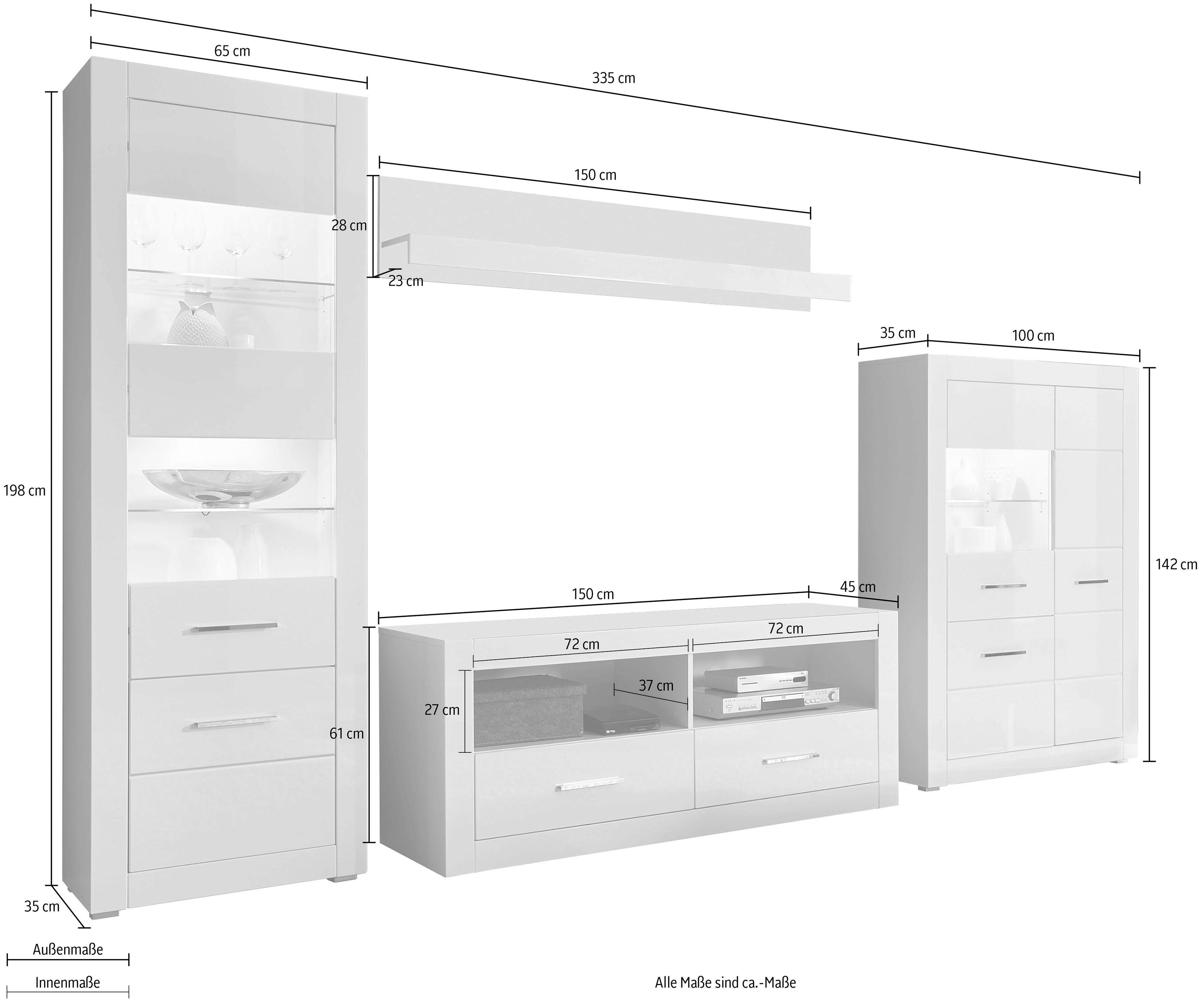 INOSIGN Wandmeubel Bianco (set, 4-delig)