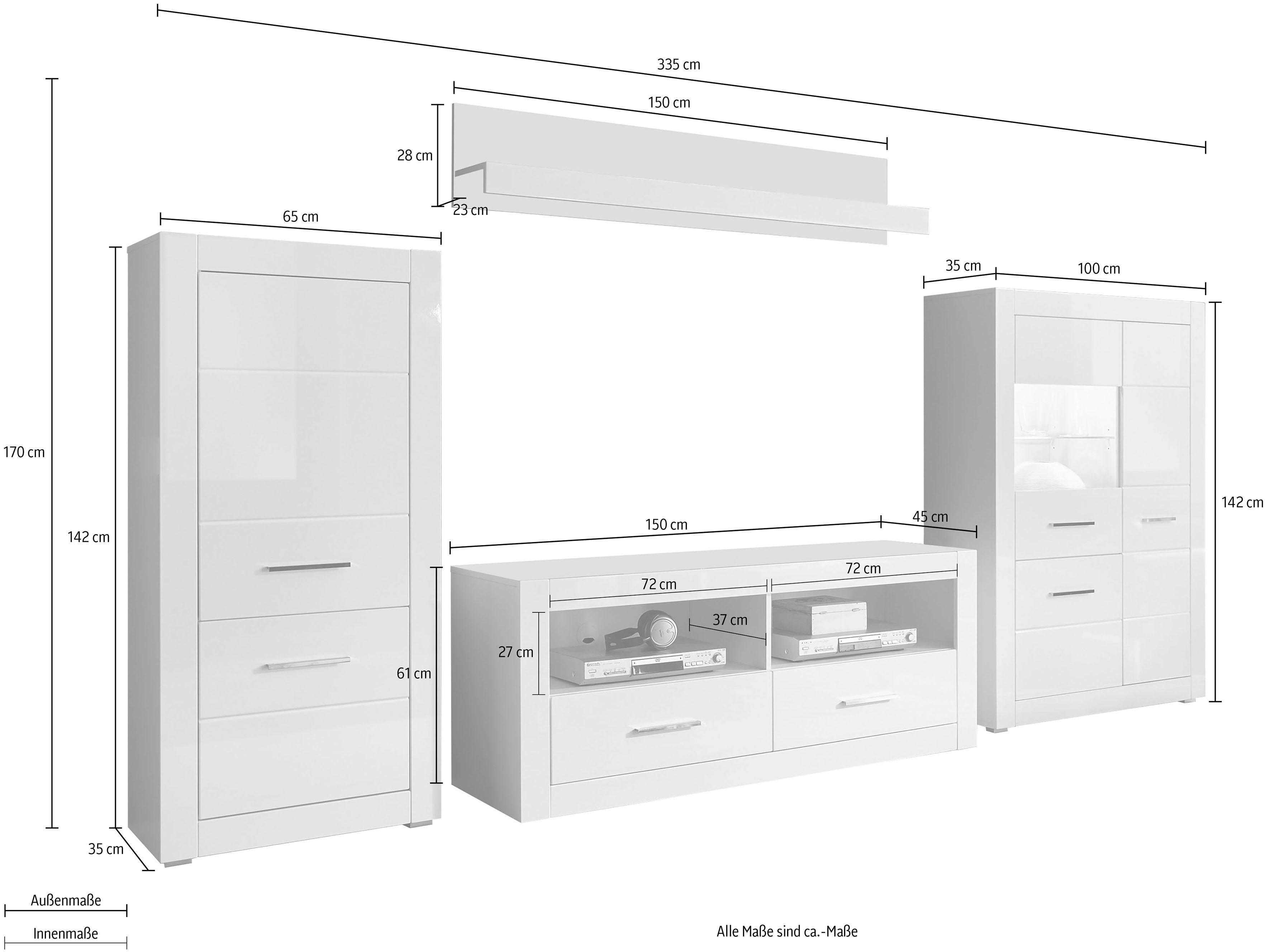 INOSIGN Wandmeubel Bianco (set, 4-delig)