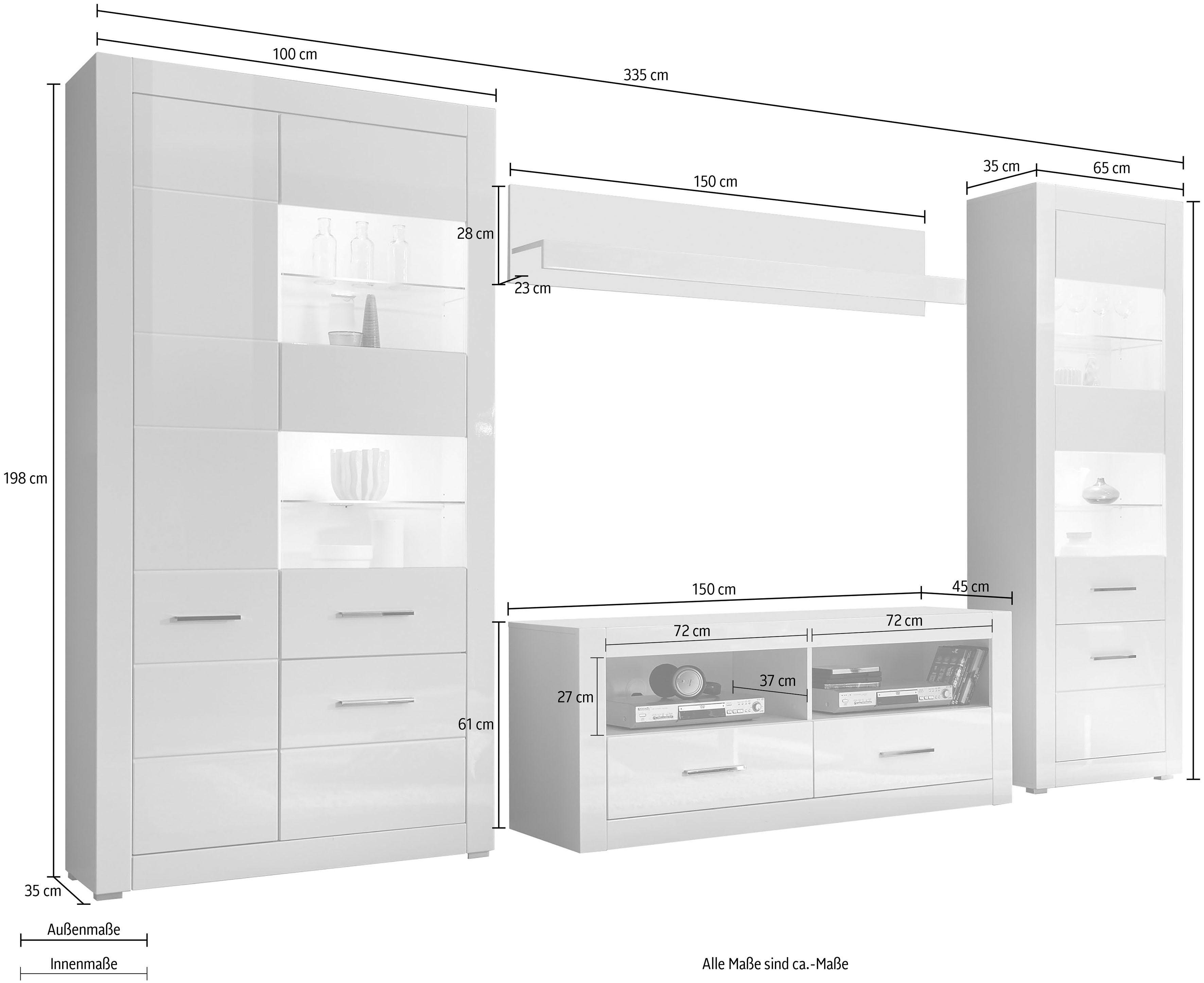 INOSIGN Wandmeubel Bianco (set, 4-delig)