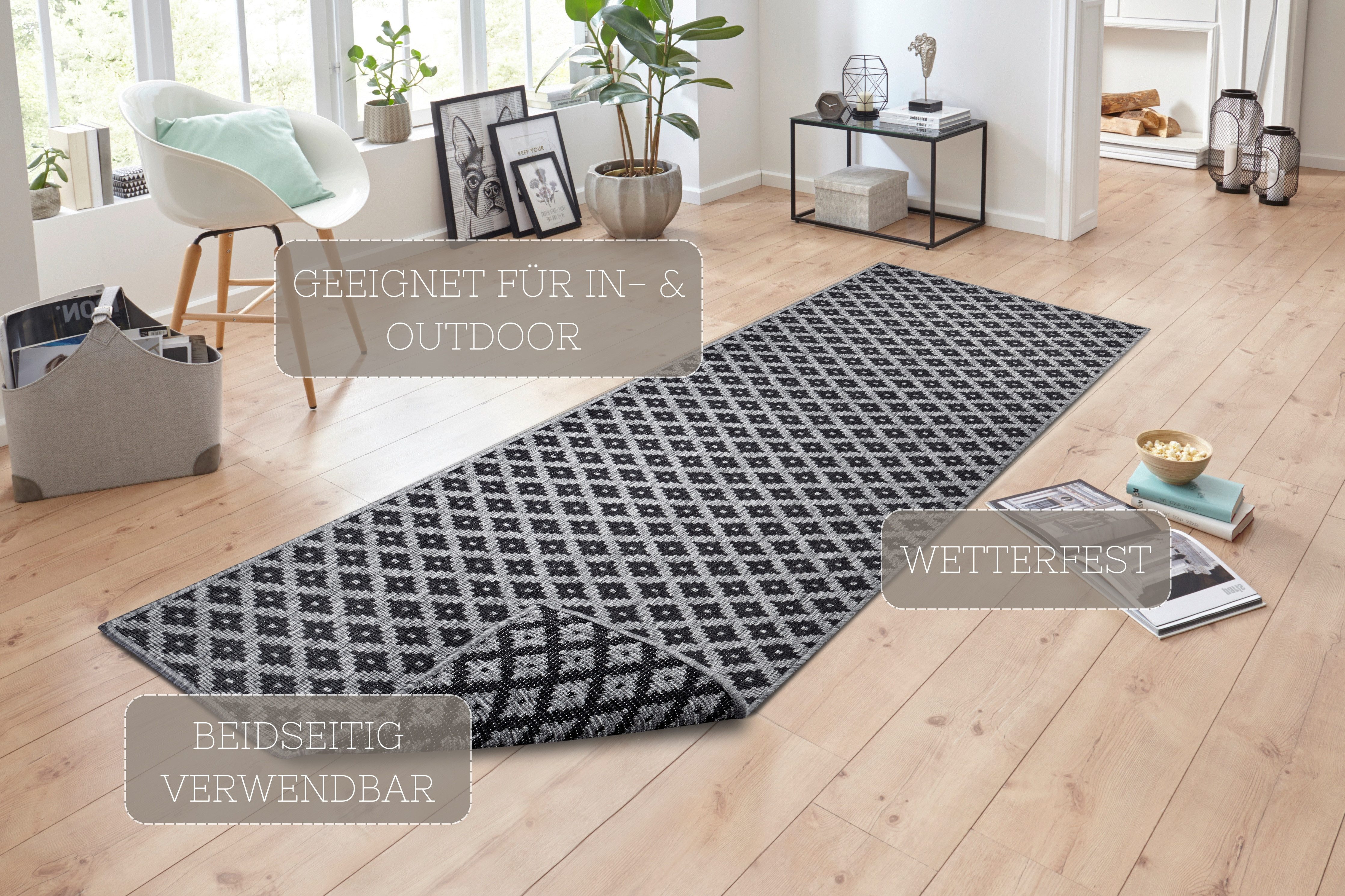 NORTHRUGS Vloerkleed Nizza omkeerbaar tapijt Binnen- en buitengebruik, weerbestendig, balkon, loper, woonkamer, waterbestendig