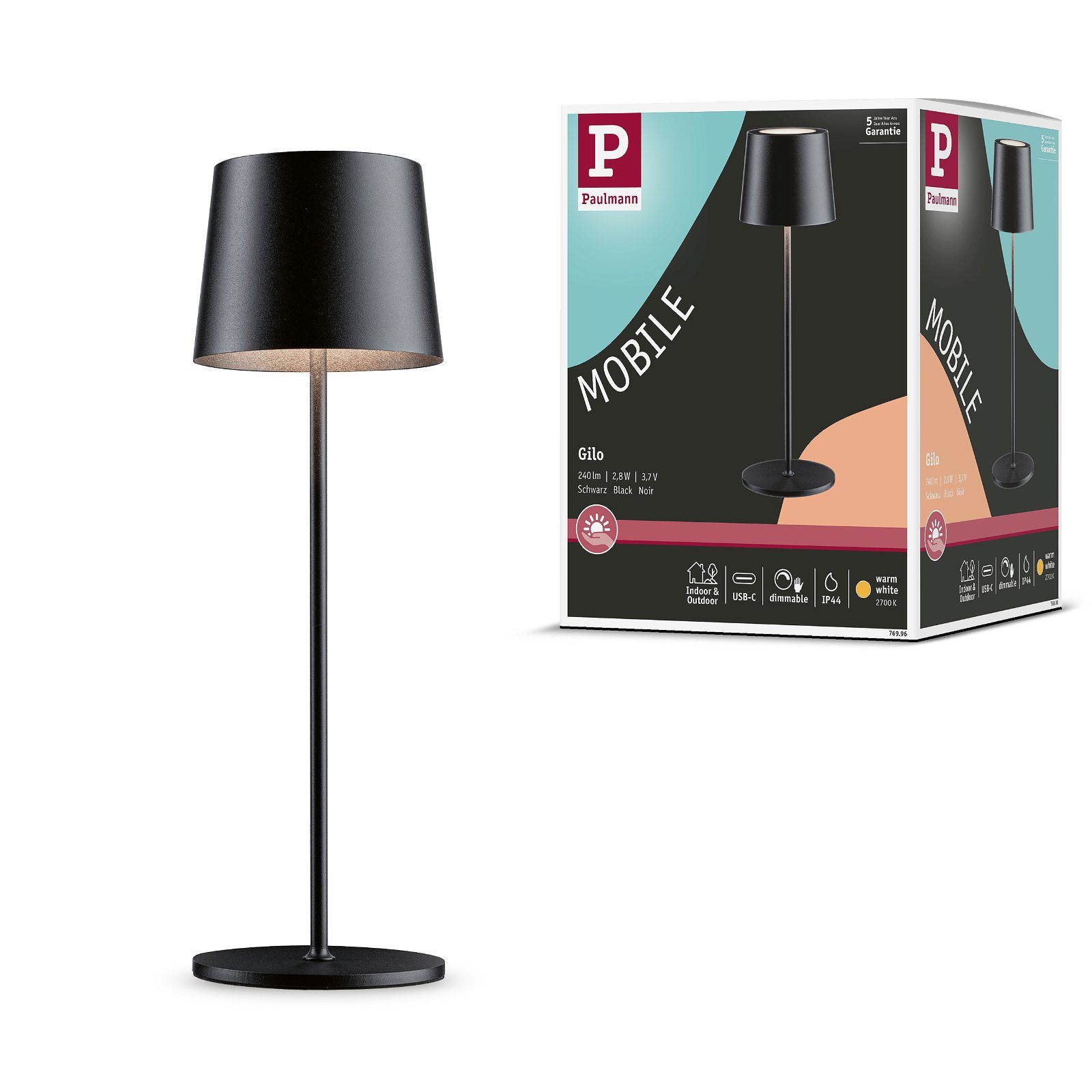 Paulmann Led-tafellamp voor buiten Acculamp Gilo IP44 dimbaar (1 stuk)