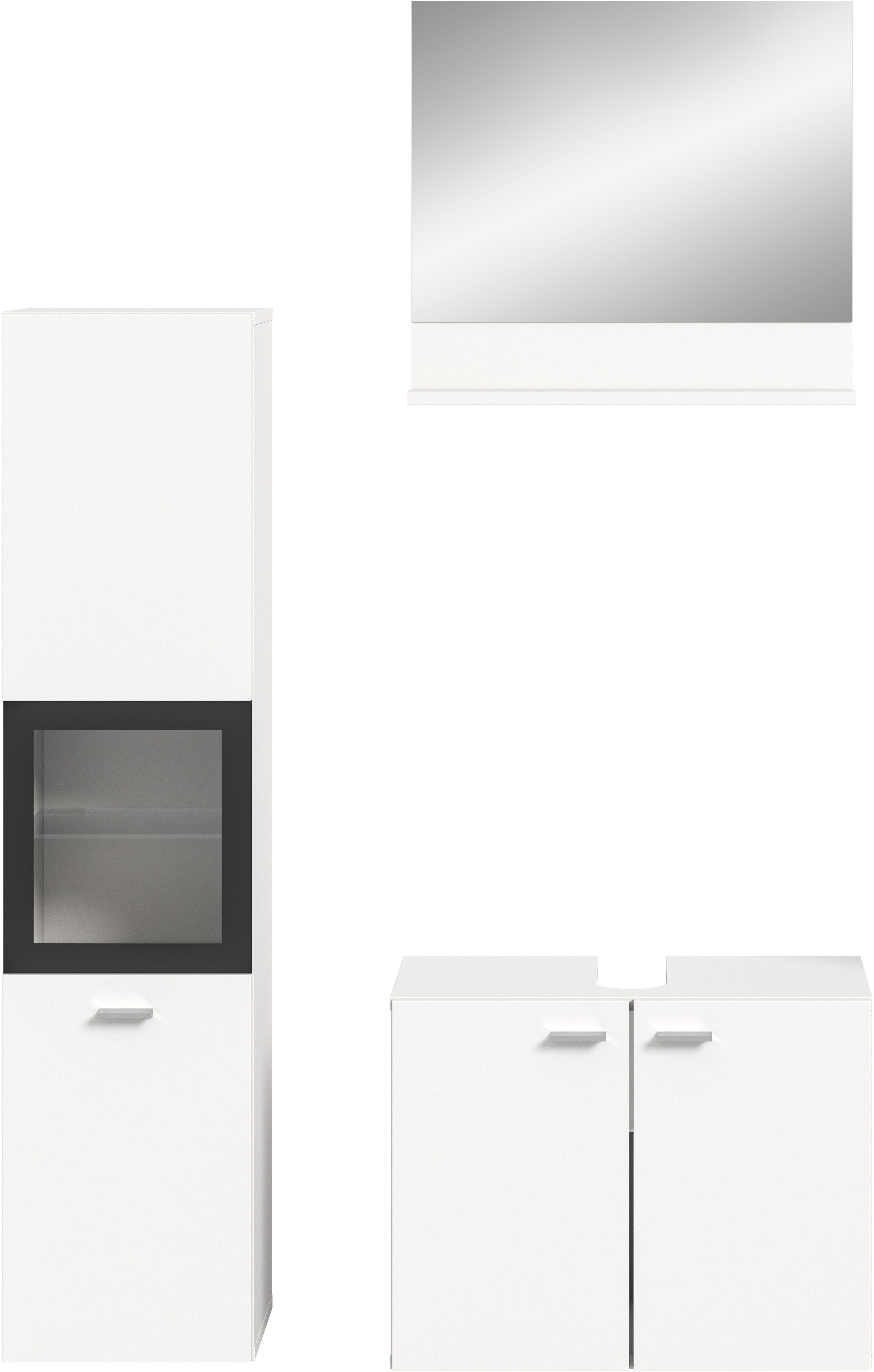 welltime Badmeubelset Tampa, breedte 102cm, 3-delig Wastafelonderkast, spiegel, hoge kast (3 stuks)