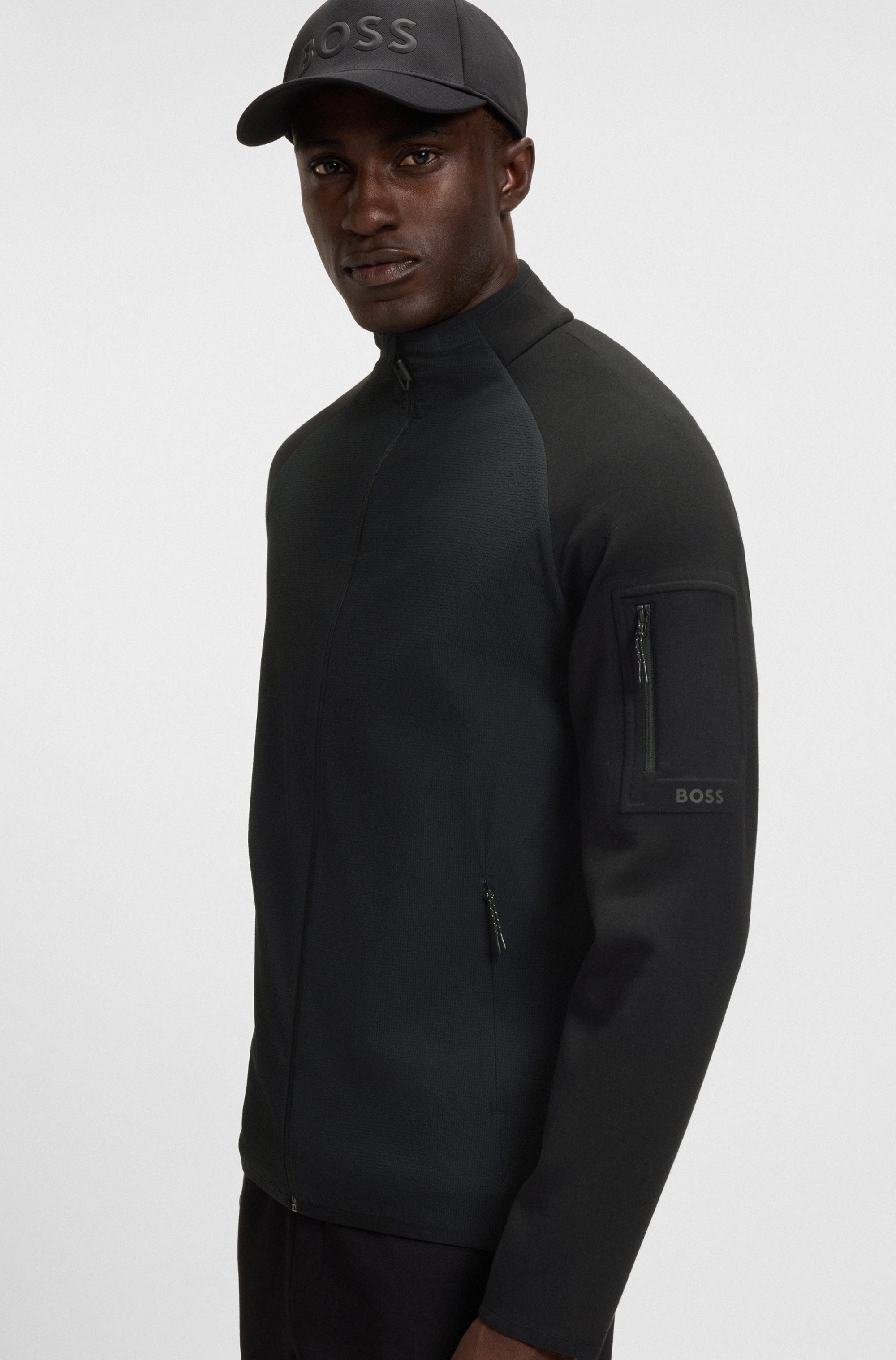 BOSS GREEN Sweatvest FZ Urban Tech met decoratieve reflecterende details
