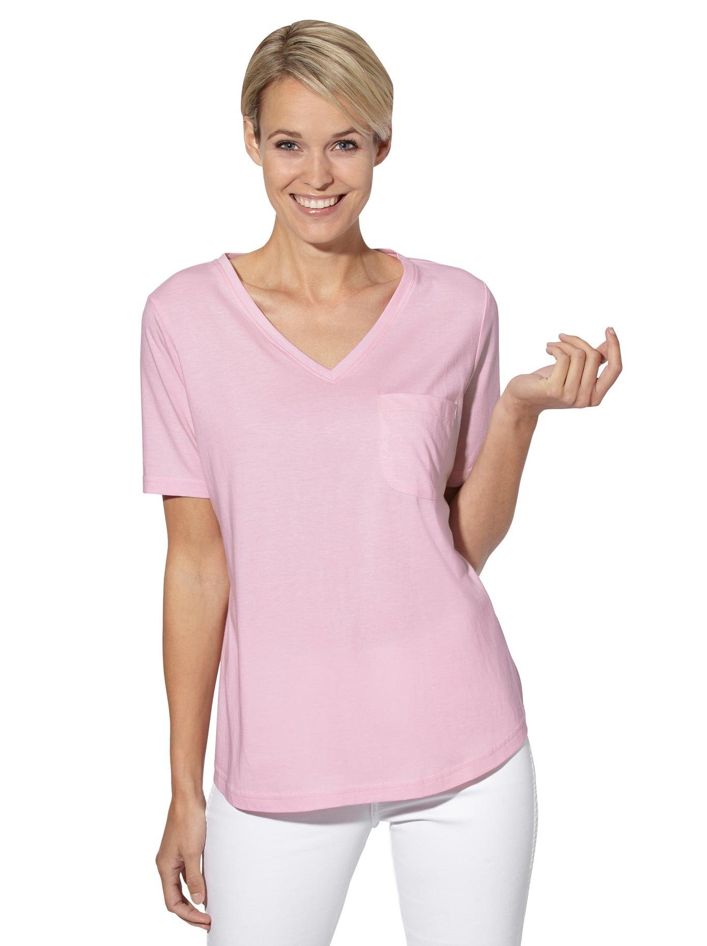 Casual Looks Shirt met V-hals Shirt (1-delig)