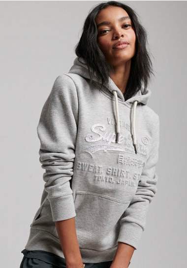 superdry hoodie vintage logo grijs
