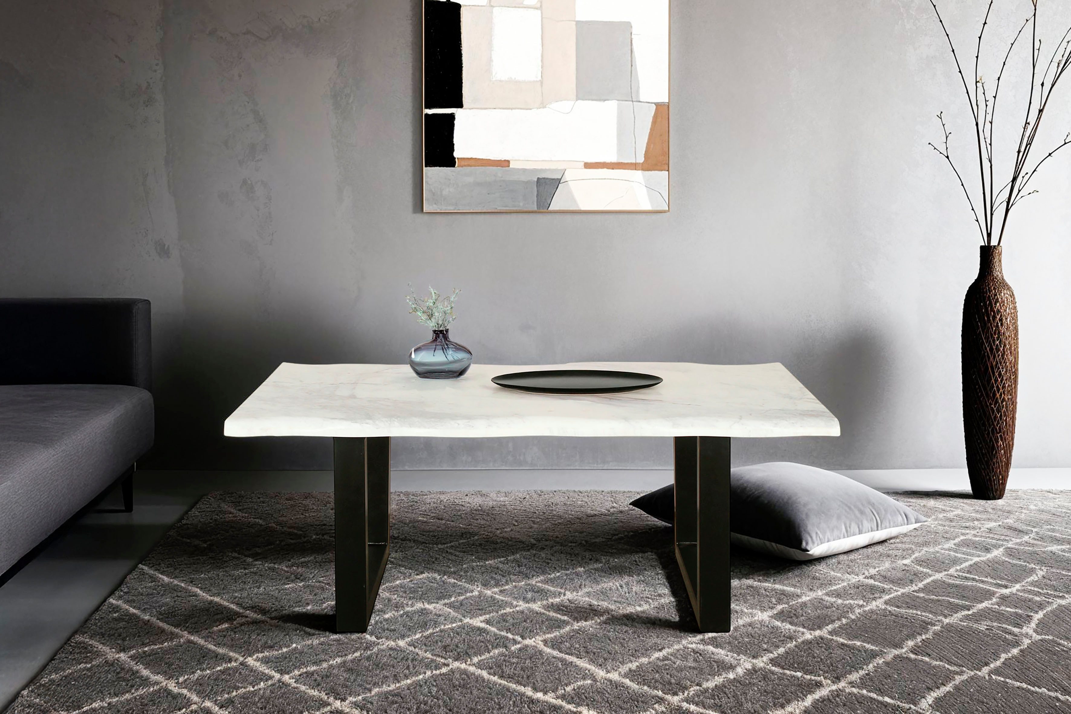 byLIVING Salontafel Stone uit echt wit marmer met natuurlijke golfrand, 115x60cm (1 stuk)