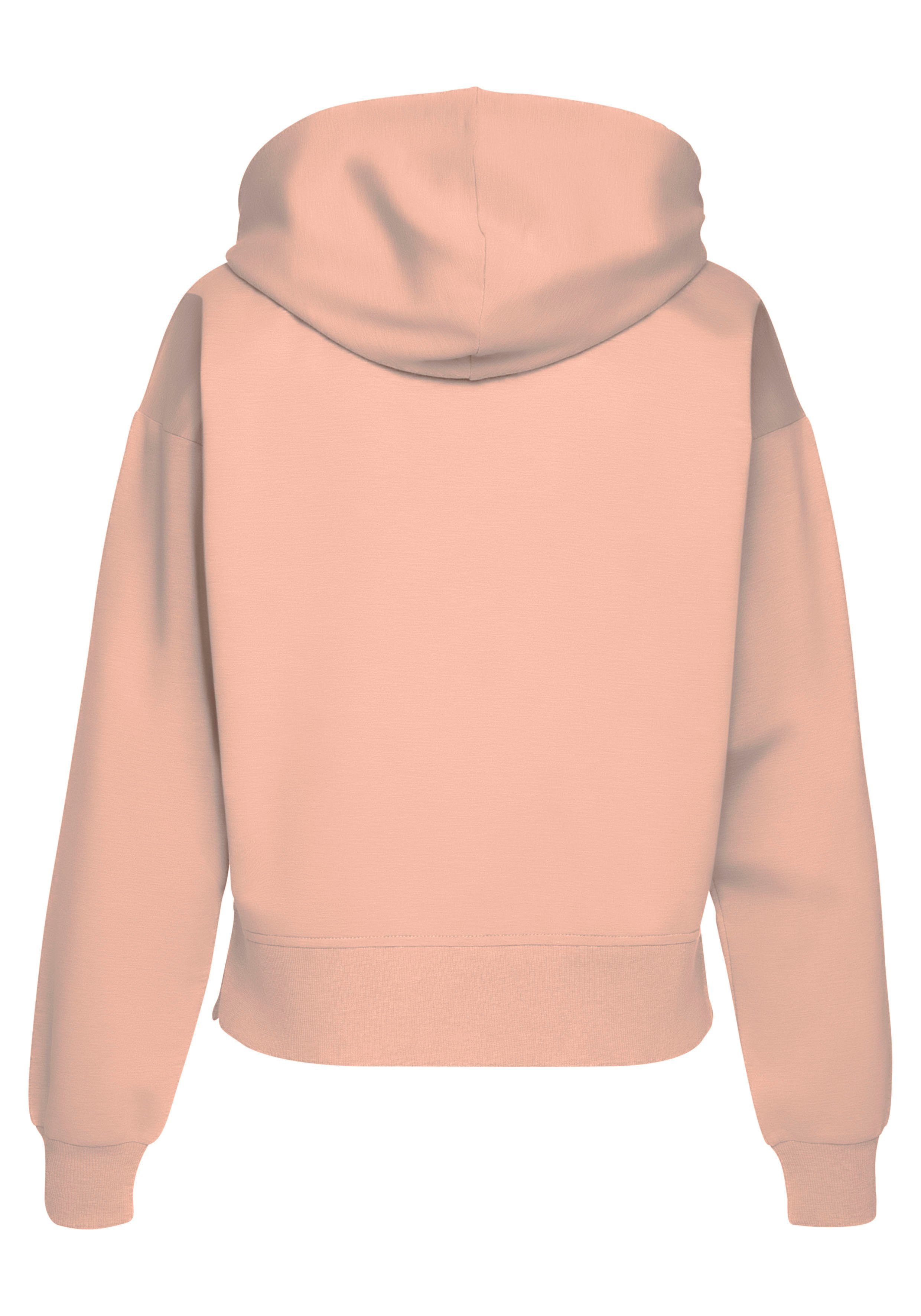 Lascana Capuchonsweatvest Homewear met koperkleurige rits en logo-borduursel, loungewear