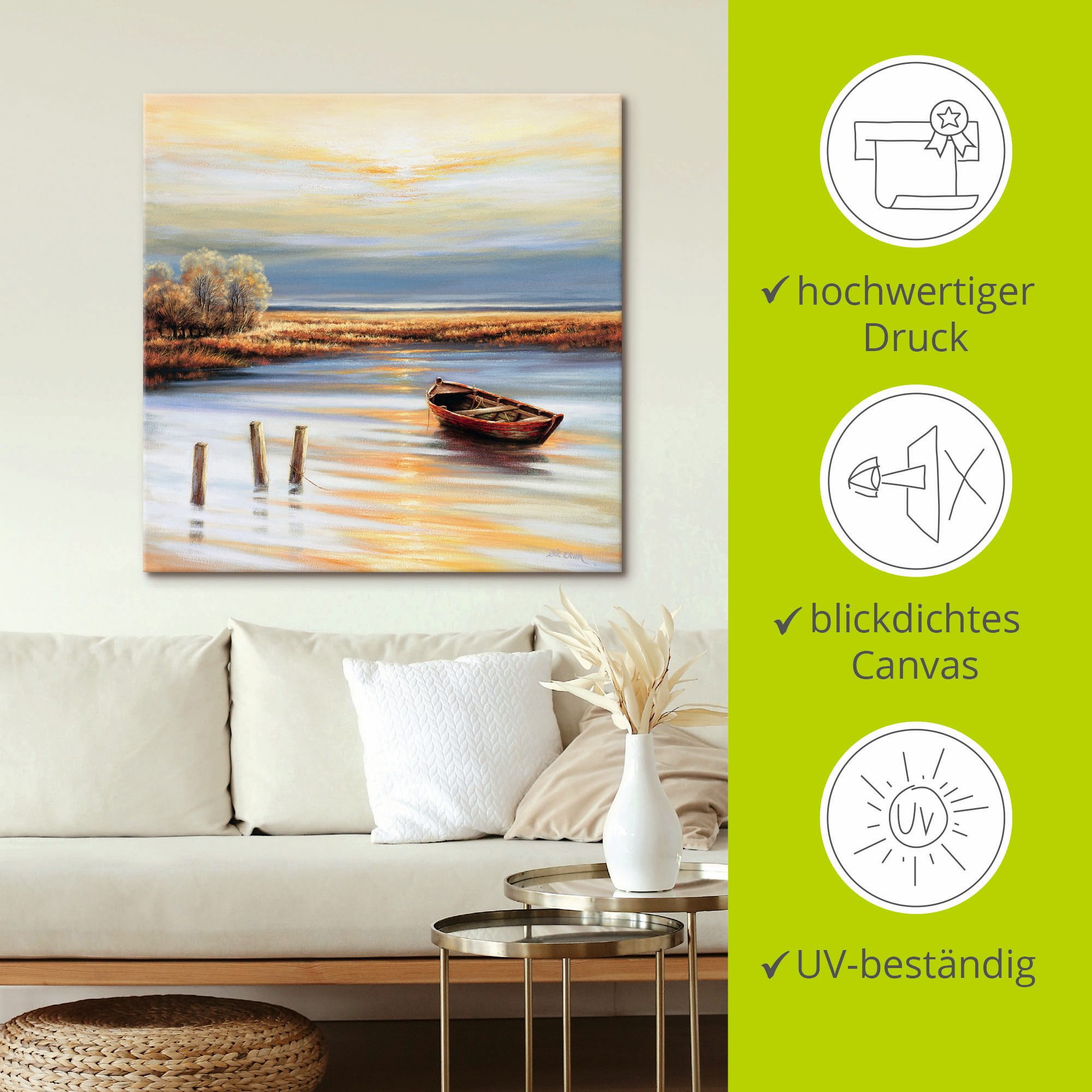 Artland Artprint op linnen Kustlijn gespannen op een spieraam