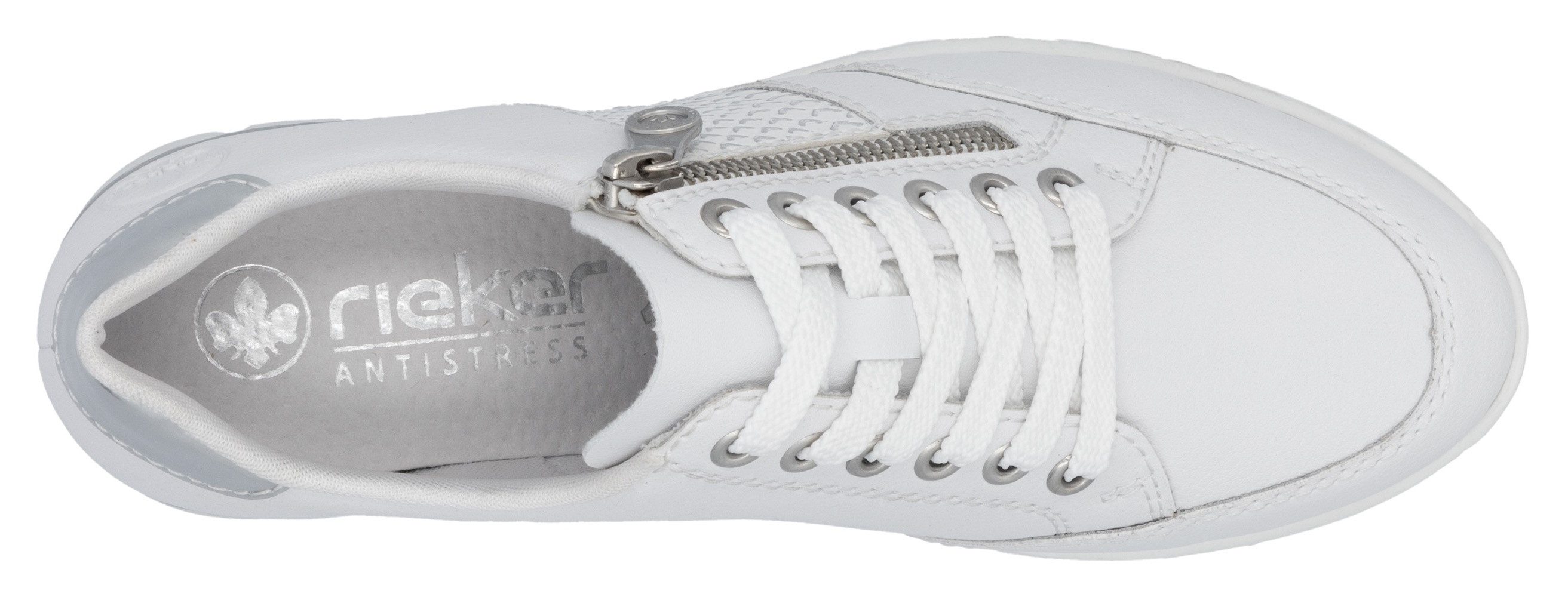 Rieker Sneakers met sleehak , lage schoen, vrijetijdsschoen, veterschoen, sneaker met rits