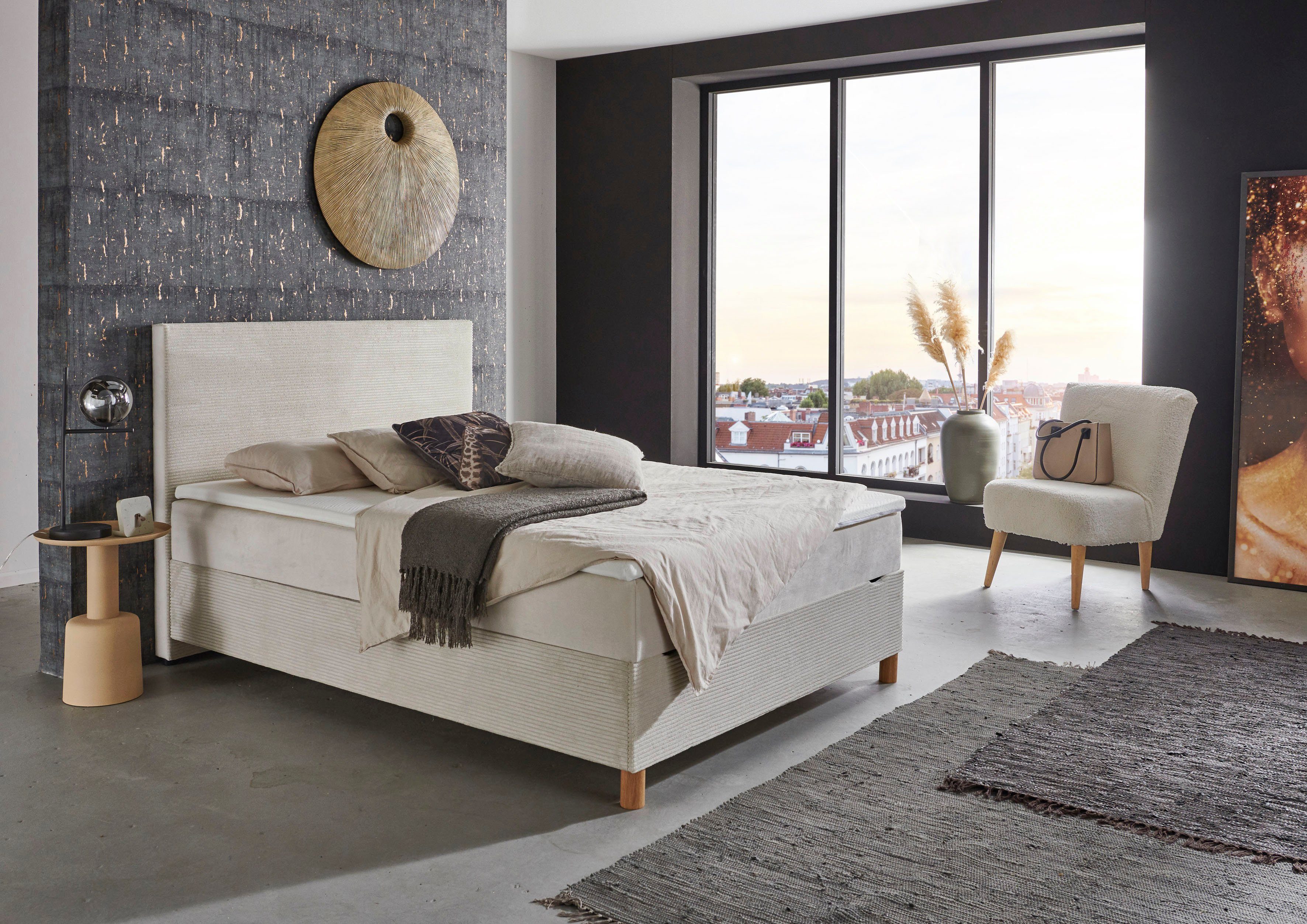 meise.möbel Boxspring Corsica met bedkist en topmatras, bekleding in een stof- en cordmix