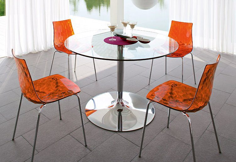 connubia by calligaris Glazen tafel Planeet CB/4005-V Elegante kolomtafel