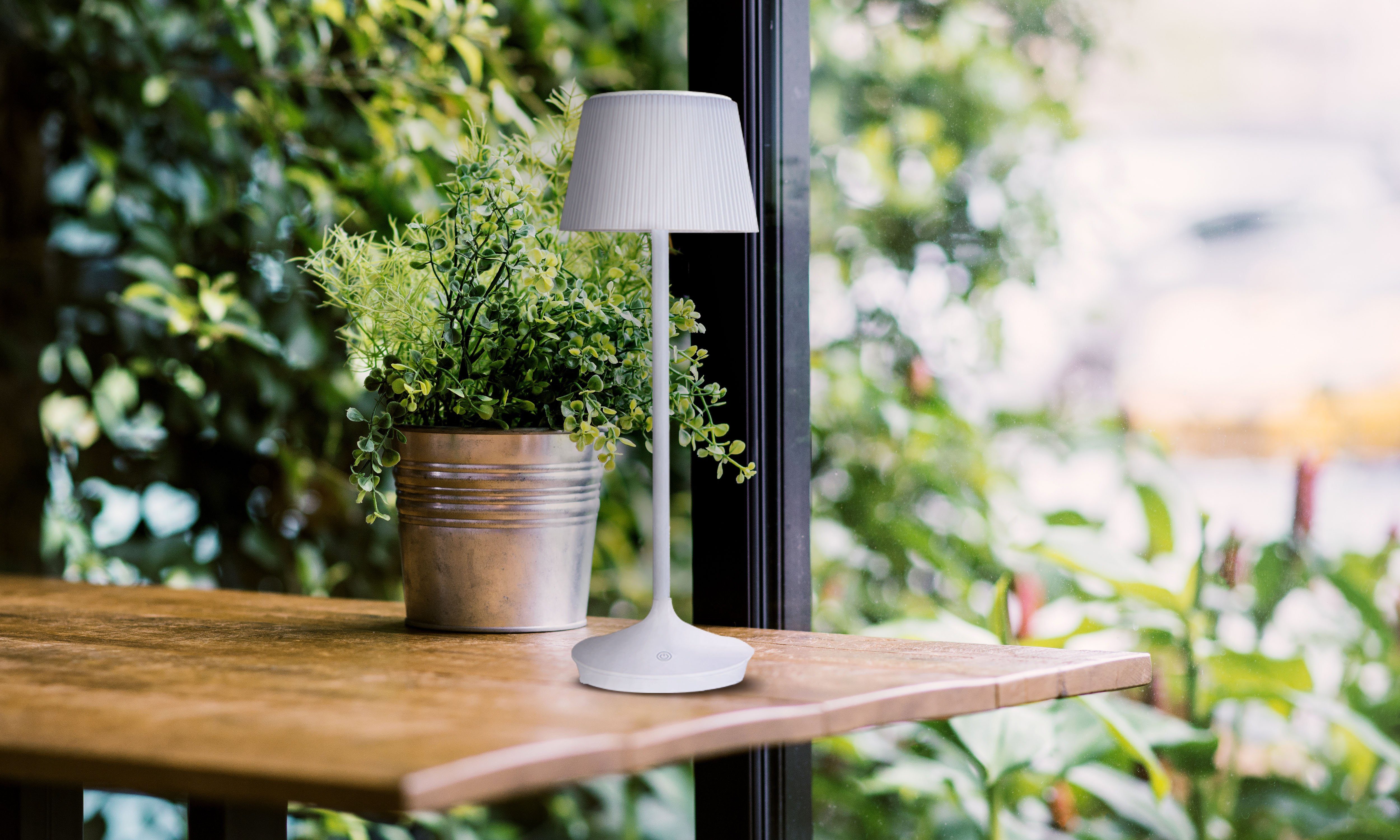näve Led-tafellamp Zonne-lamp / acculamp "EMMI" Zonne-energie, accubedrijf, CCT, aanraaksensor, accutafellamp (1 stuk)