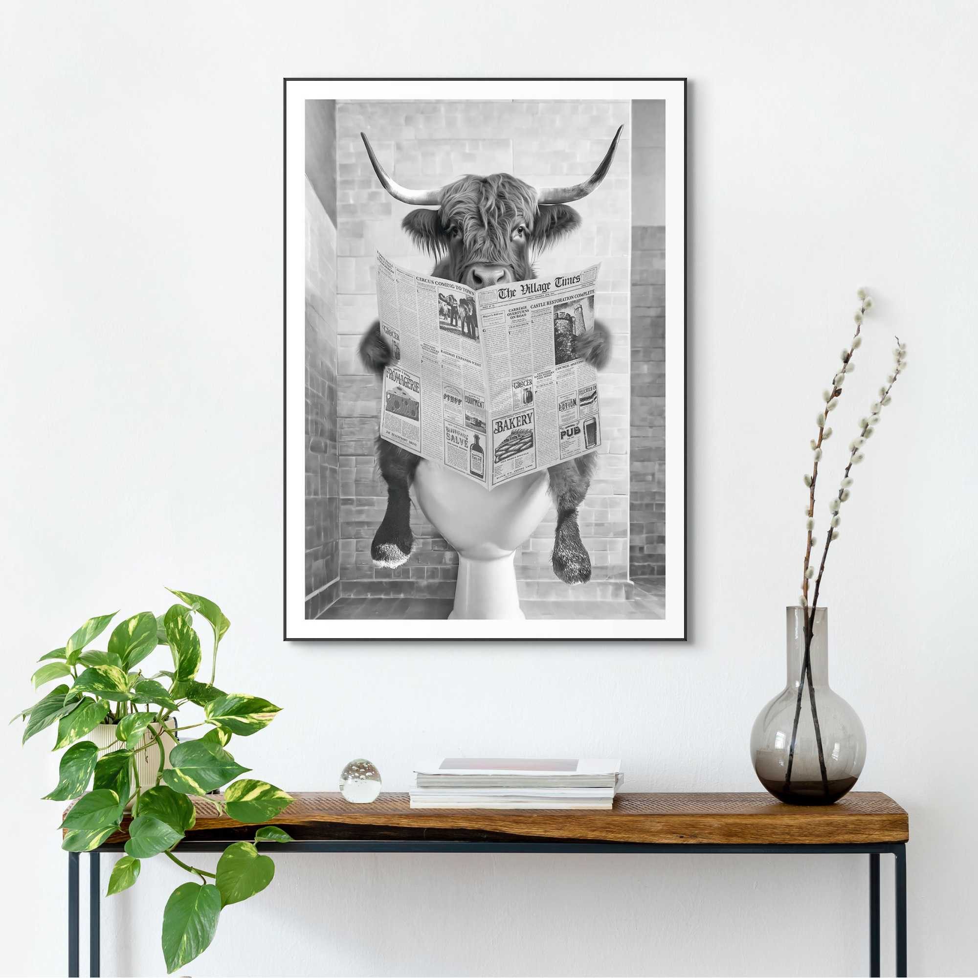 Reinders! Artprint met lijst Highlander toilet schilderijen zwart