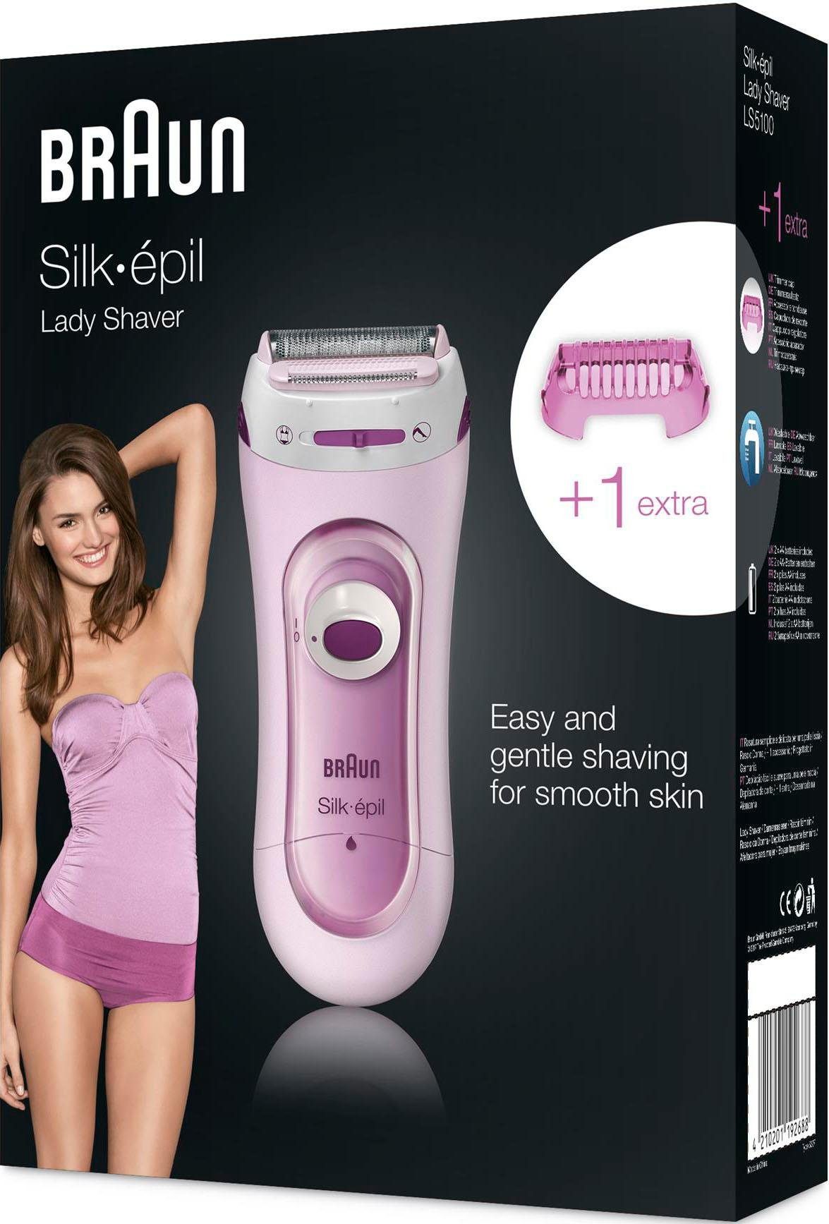 Braun Ladyshave Silk-épil 5100 Draadloos elektrisch scheerapparaat en trimmer