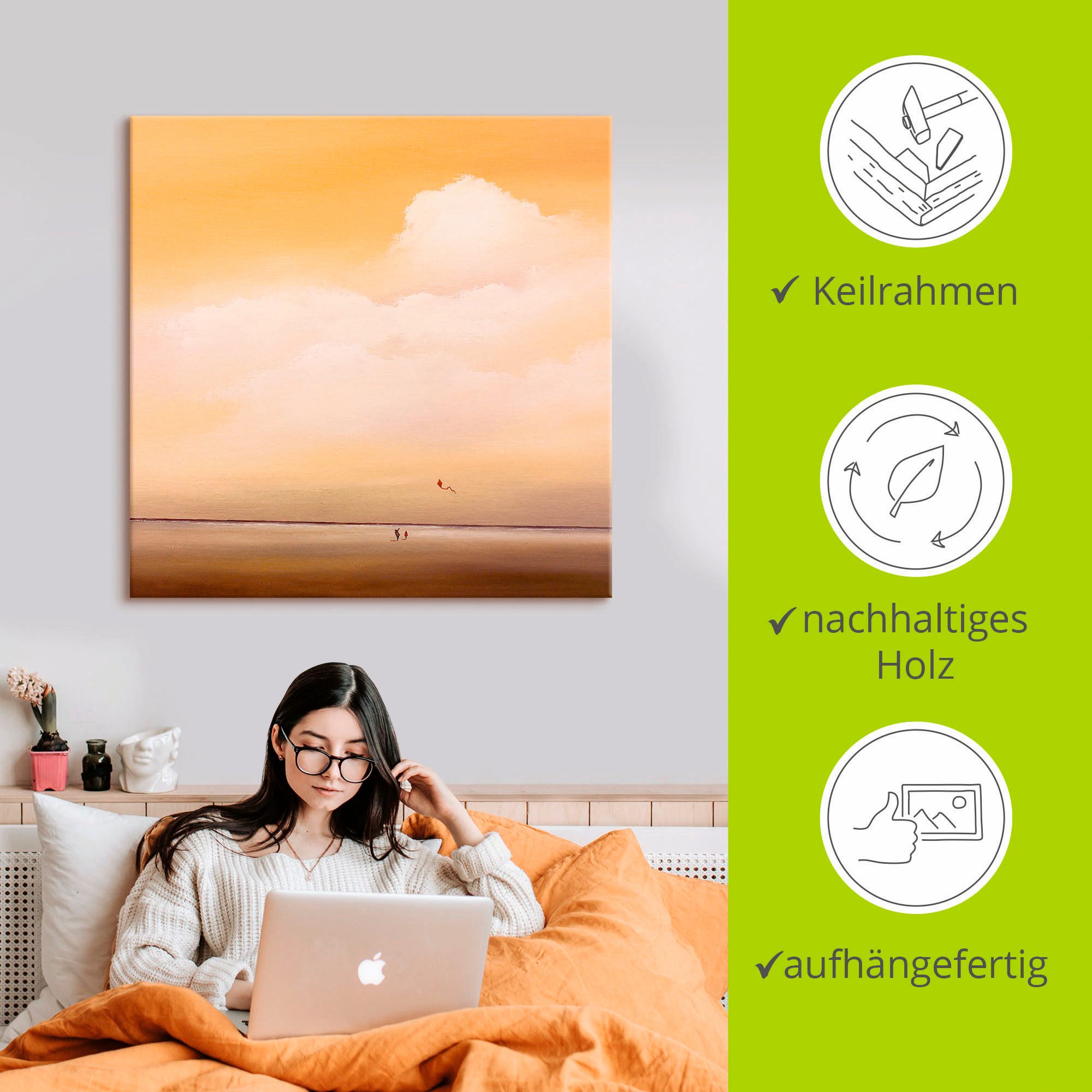 Artland Artprint op linnen Hoge vlucht gespannen op een spieraam