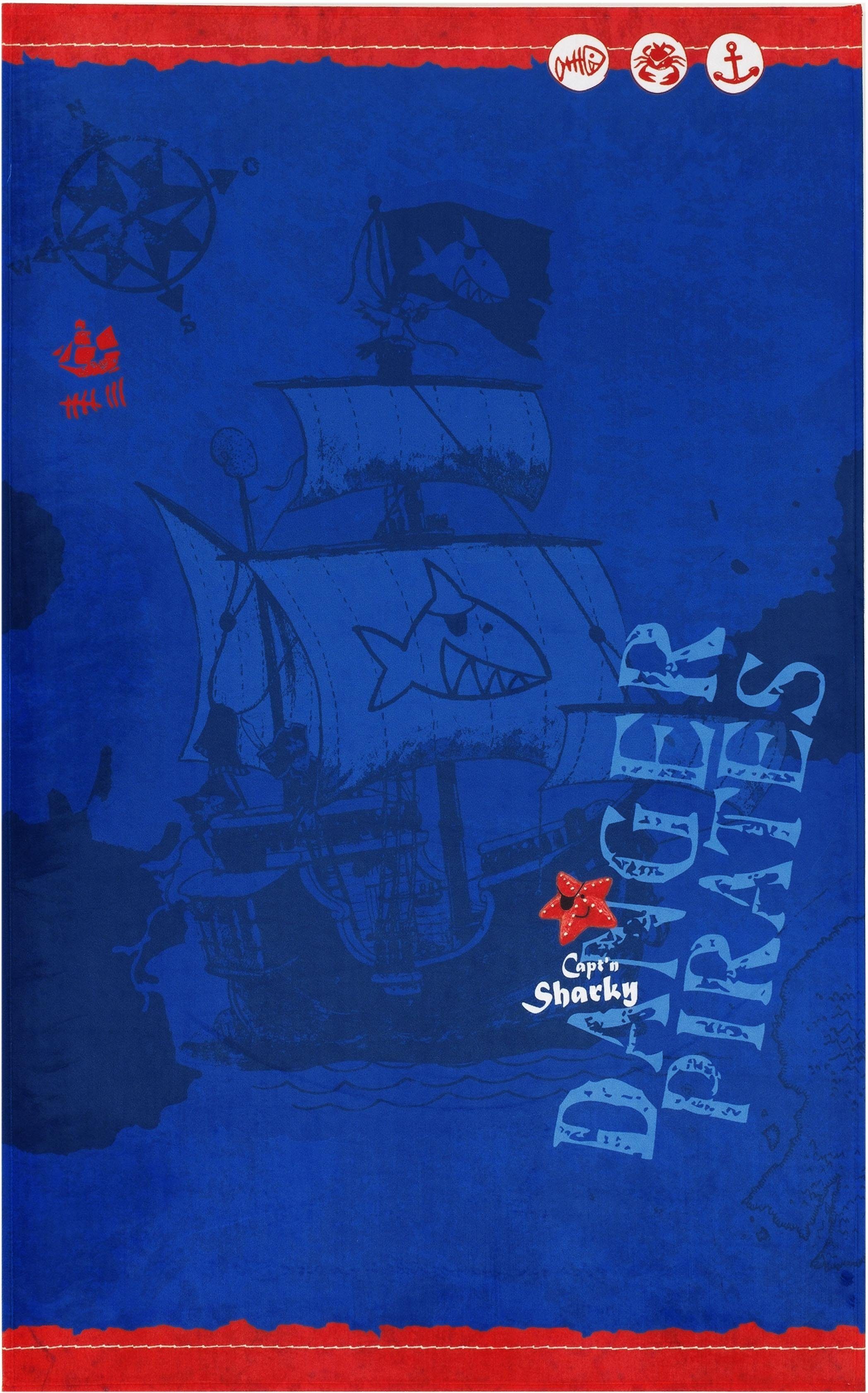 Capt`n Sharky Kindervloerkleed SH-311 gedessineerde stof, zachte microvezel, kinderkamer