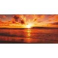 home affaire print op glas idizimage: mooie tropische zonsondergang aan het strand oranje