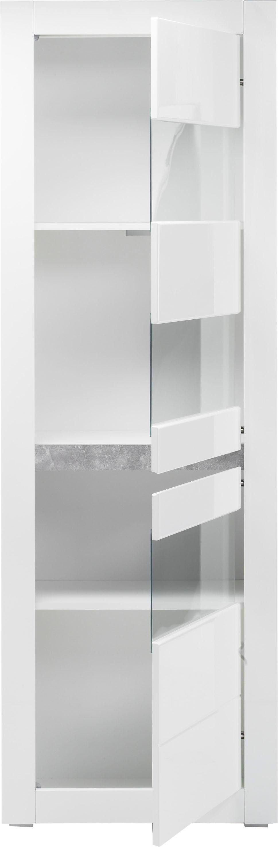 INOSIGN Vitrinekast Carat Hoogte 198 cm, twee latten geleverd, 1 x grijs, 1 x wit