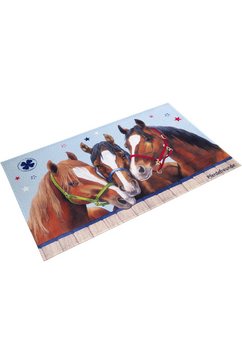 pferdefreunde vloerkleed voor de kinderkamer pf-512 motief paarden, stof print, zachte microvezel, kinderkamer bruin