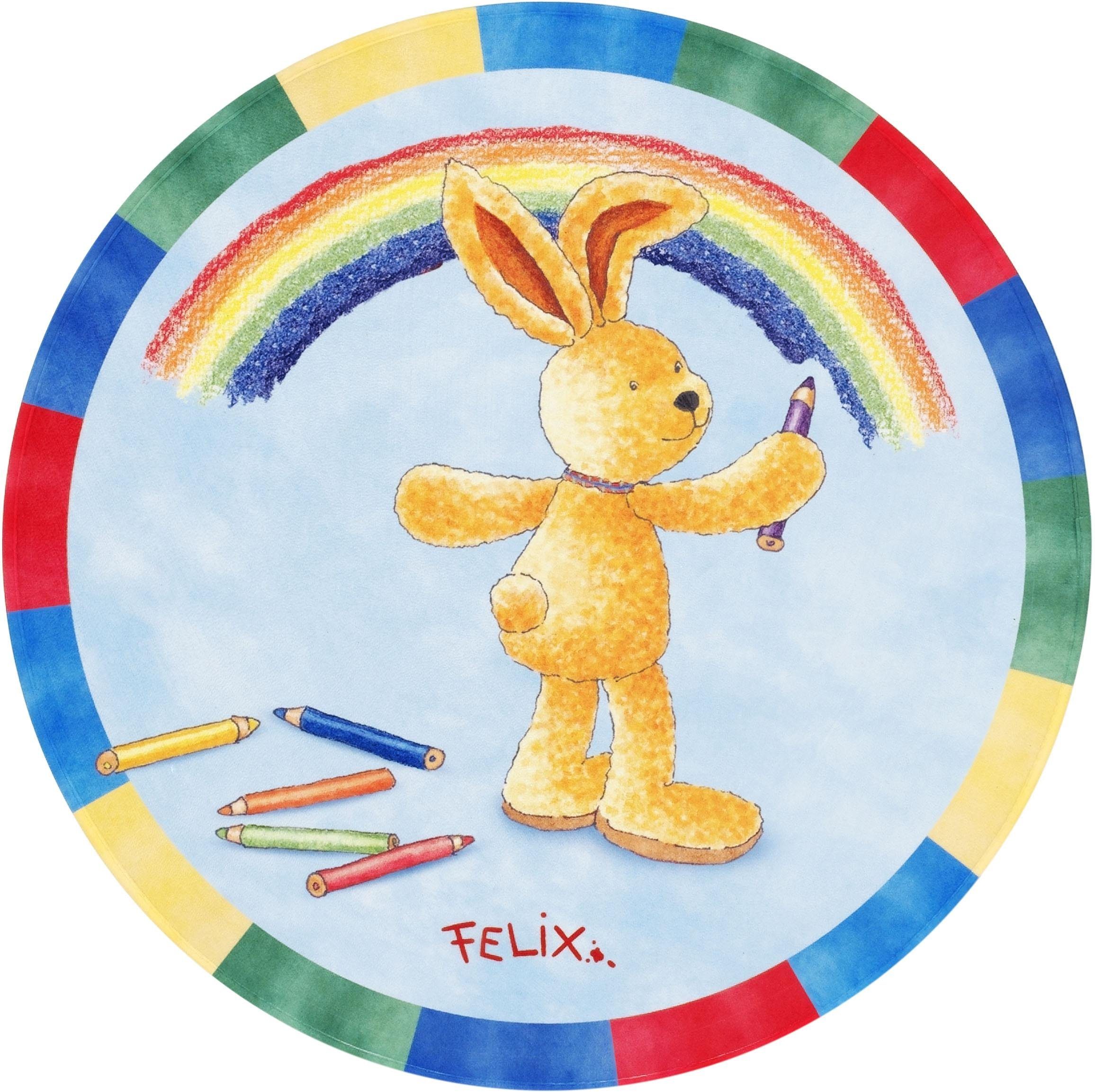 Felix der Hase Kindervloerkleed FE-412 regenboog Stof print, zachte microvezel, kinderkamer