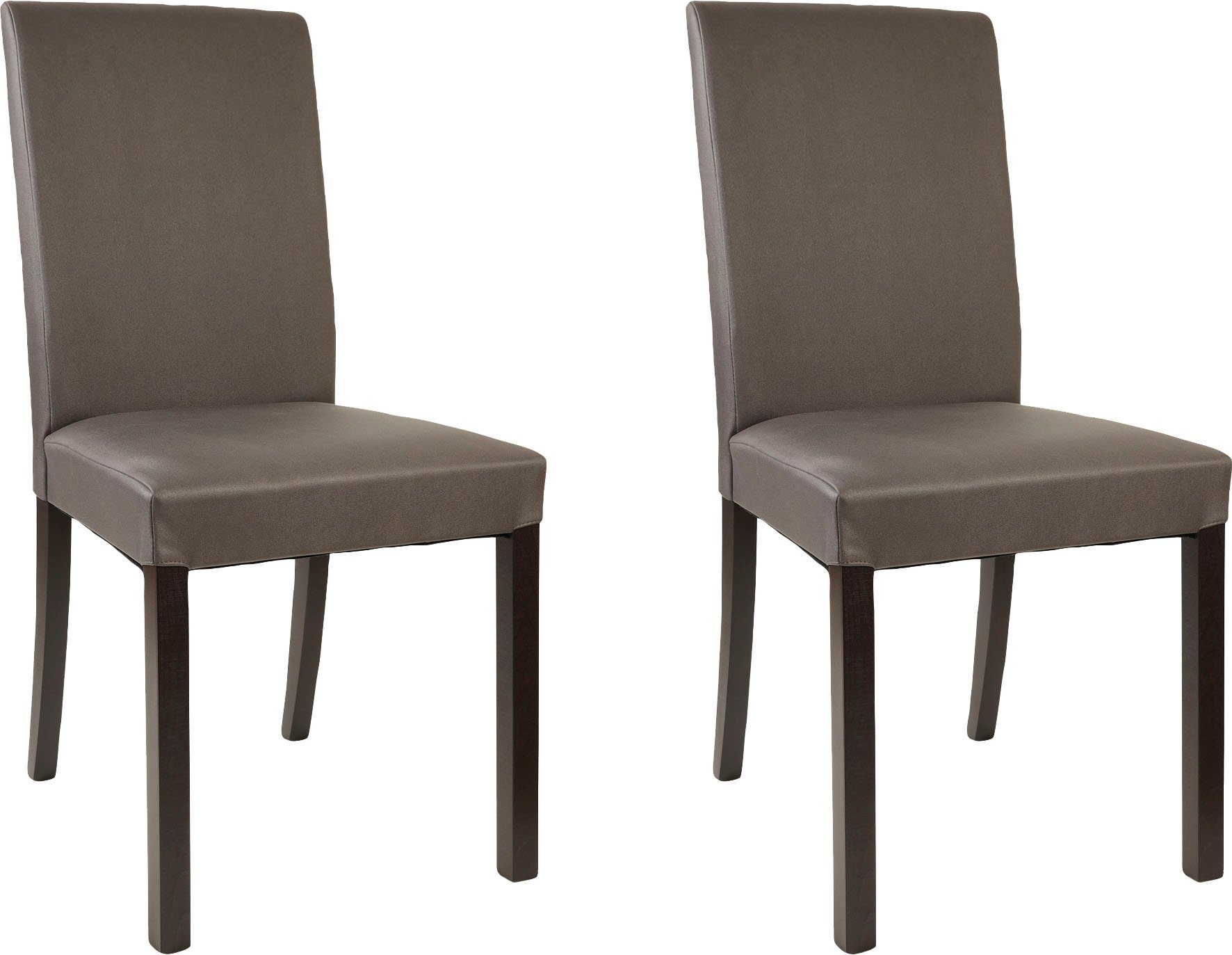Home affaire Stoel met 4 poten Nina robuuste microvezel, frame naturel-beuken of wengé gelakt (set, 2 stuks)