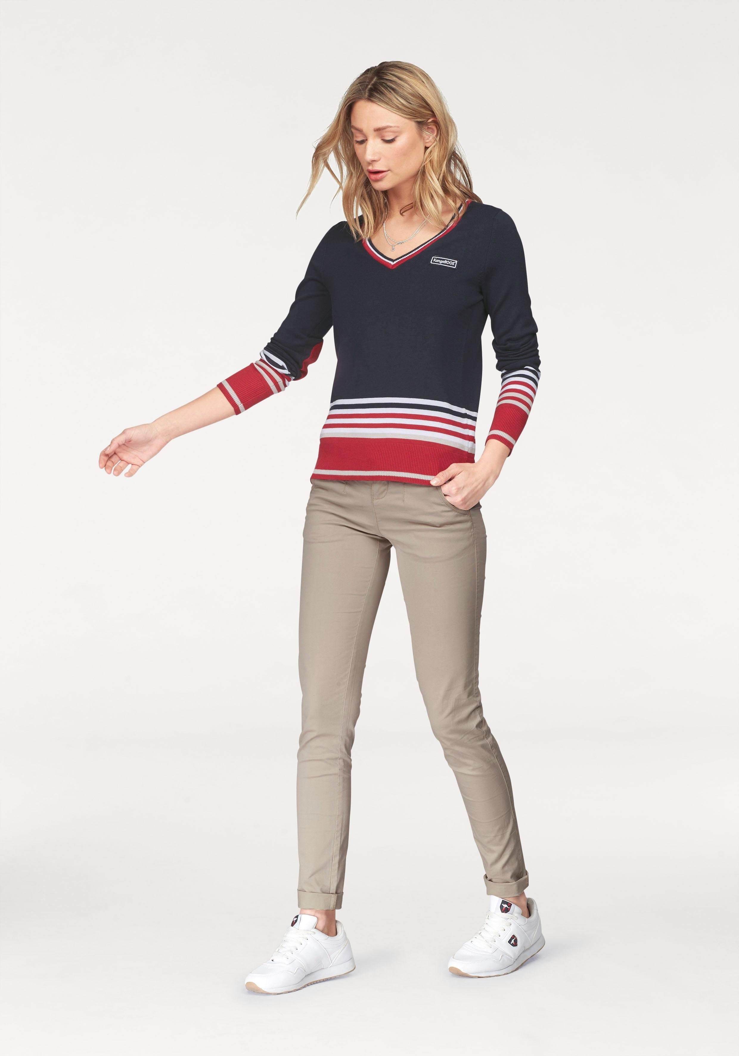 KangaROOS Chino in smal model, met koord te strikken (set, 2-delig, Met riem)