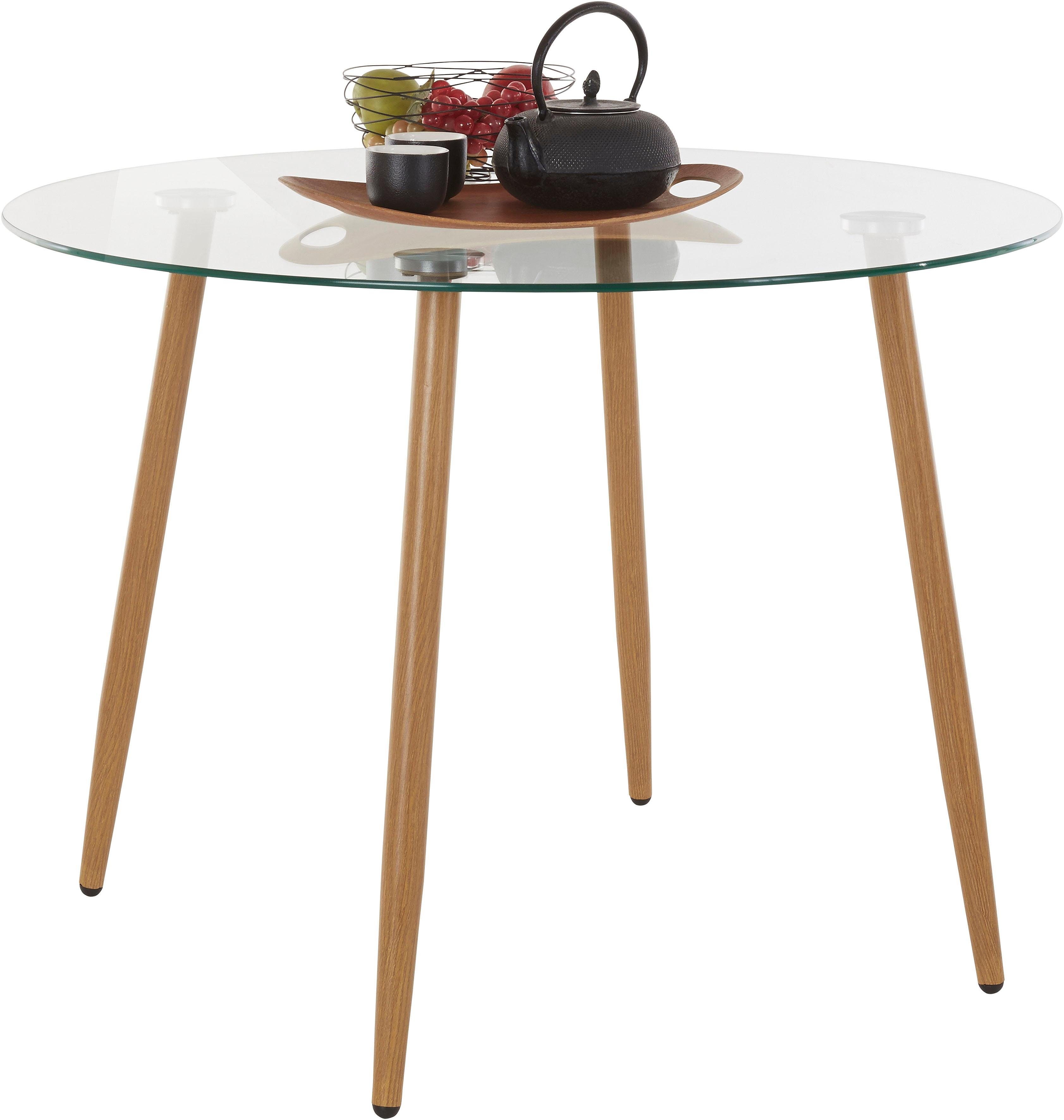 Glazen tafel, rond, diameter 100 cm makkelijk besteld OTTO