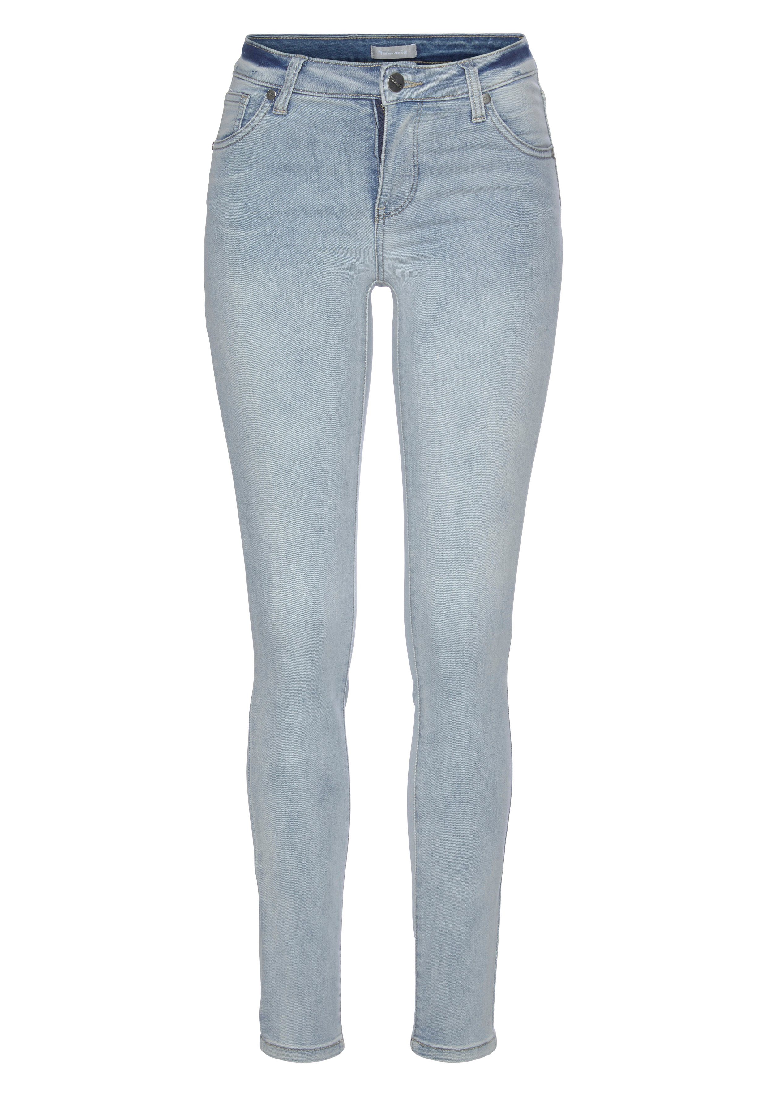 Tamaris Skinny fit jeans smalle broekpasvorm, normale taille, 5-pocket-vorm, used-wassing