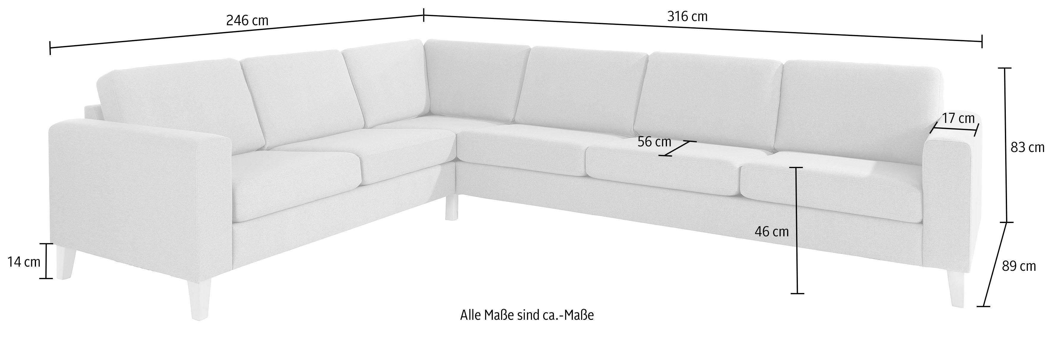 ATLANTIC home collection Hoekbank Terra L-vorm met golfvering, lange zijde links of rechts te monteren