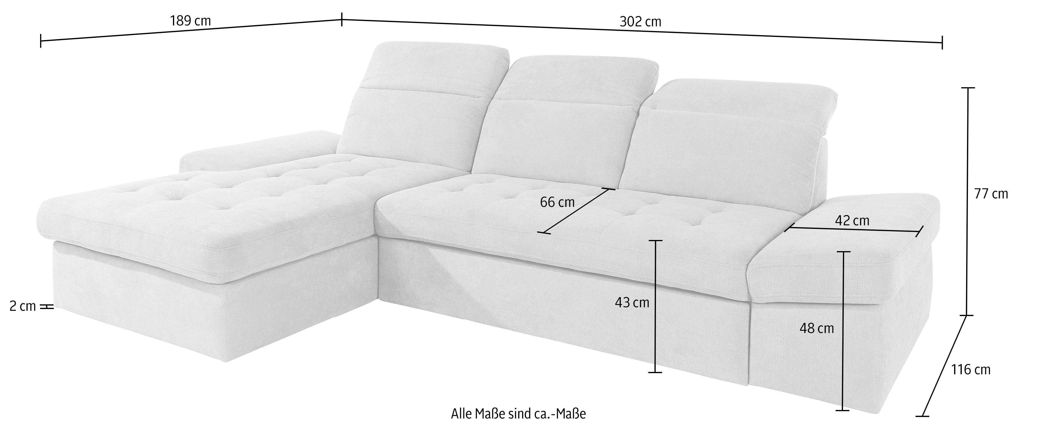sit&more Hoekbank Stardust L-vorm naar keuze met slaapfunctie en bedkist