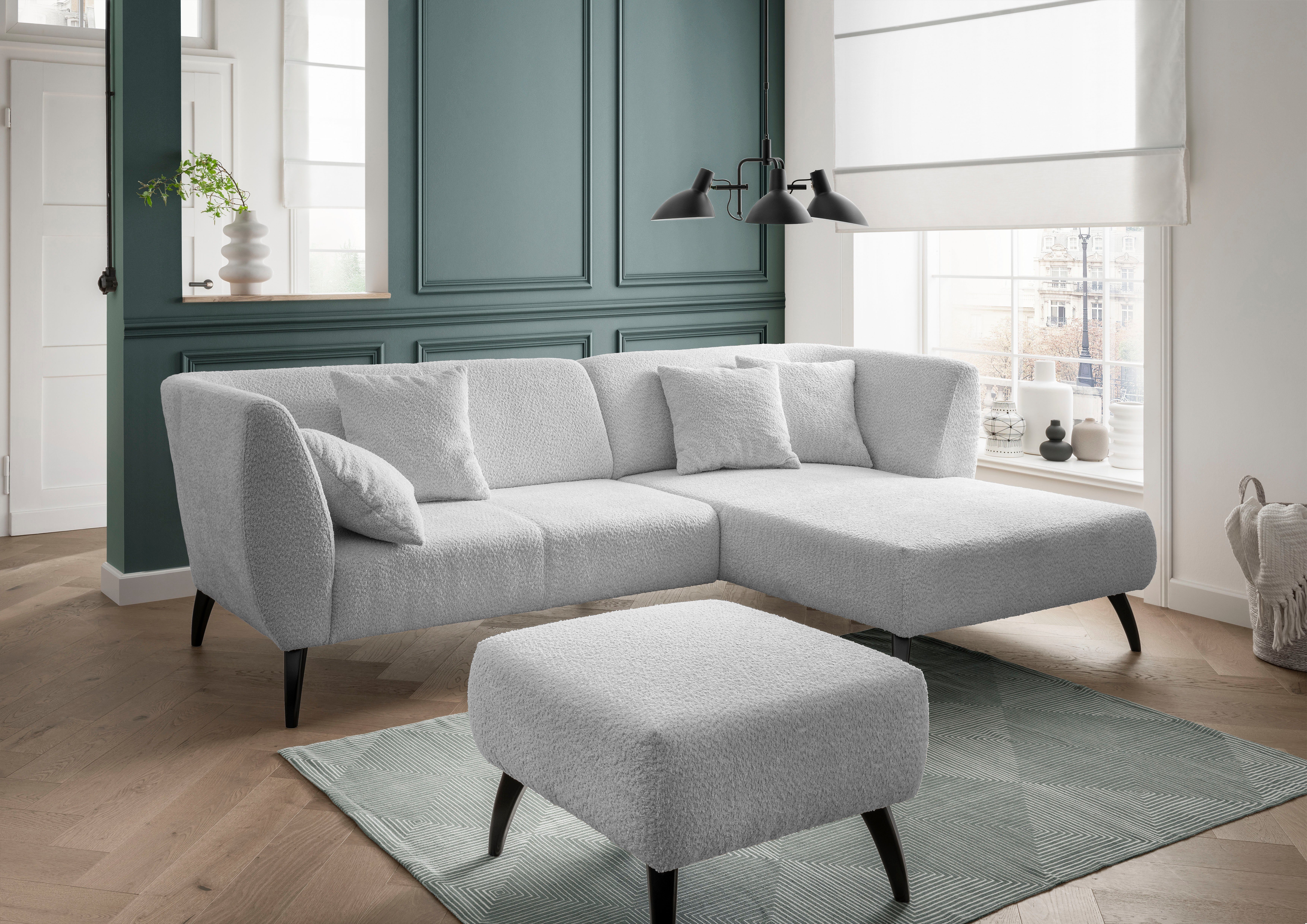 INOSIGN Hocker Colori Kleur houten poten naar keuze, verschillende stoffen, hoogwaardige stof