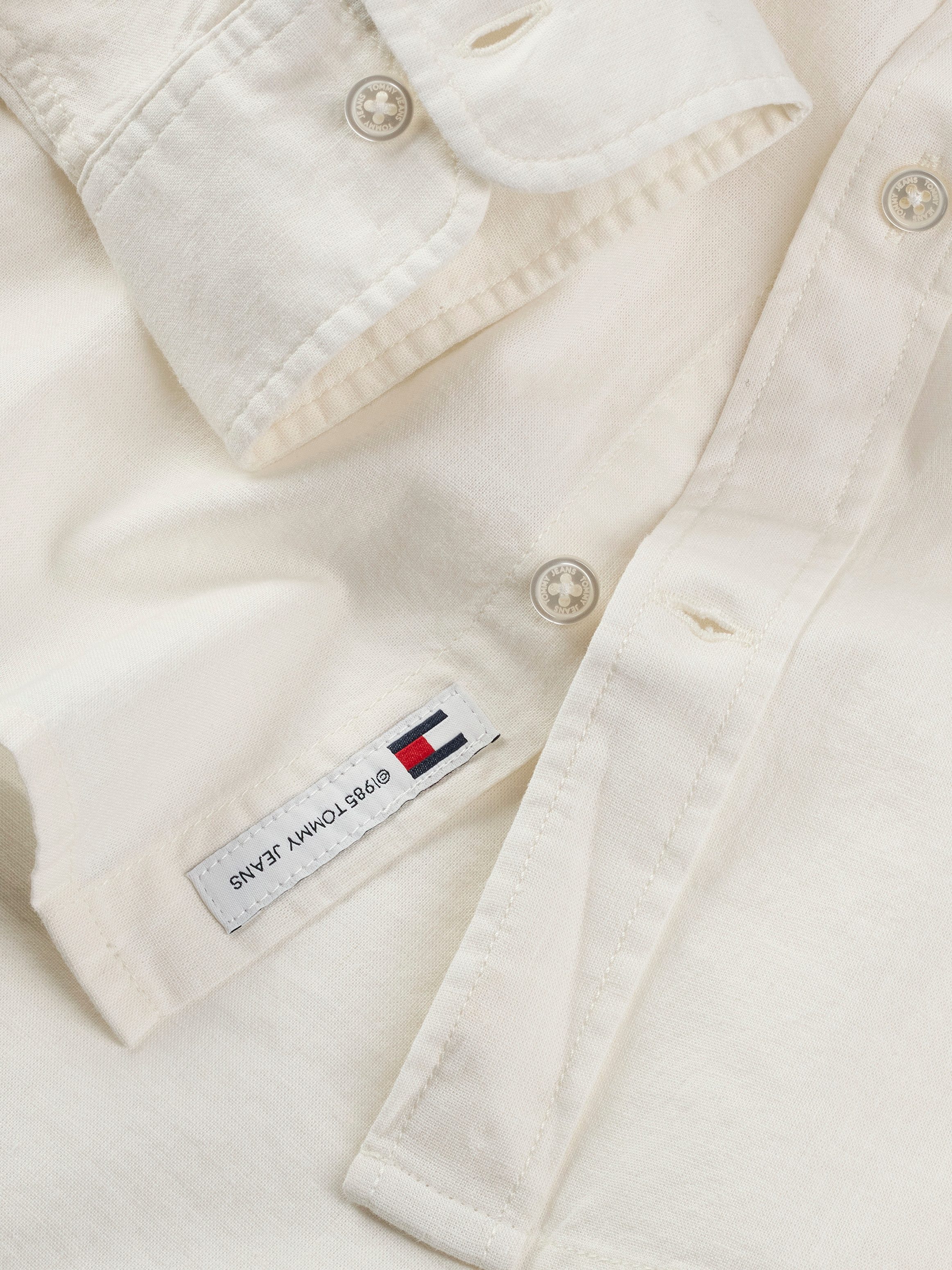 TOMMY JEANS Overhemd met lange mouwen TJM LINEN MIX BAND COLLAR SHIRT