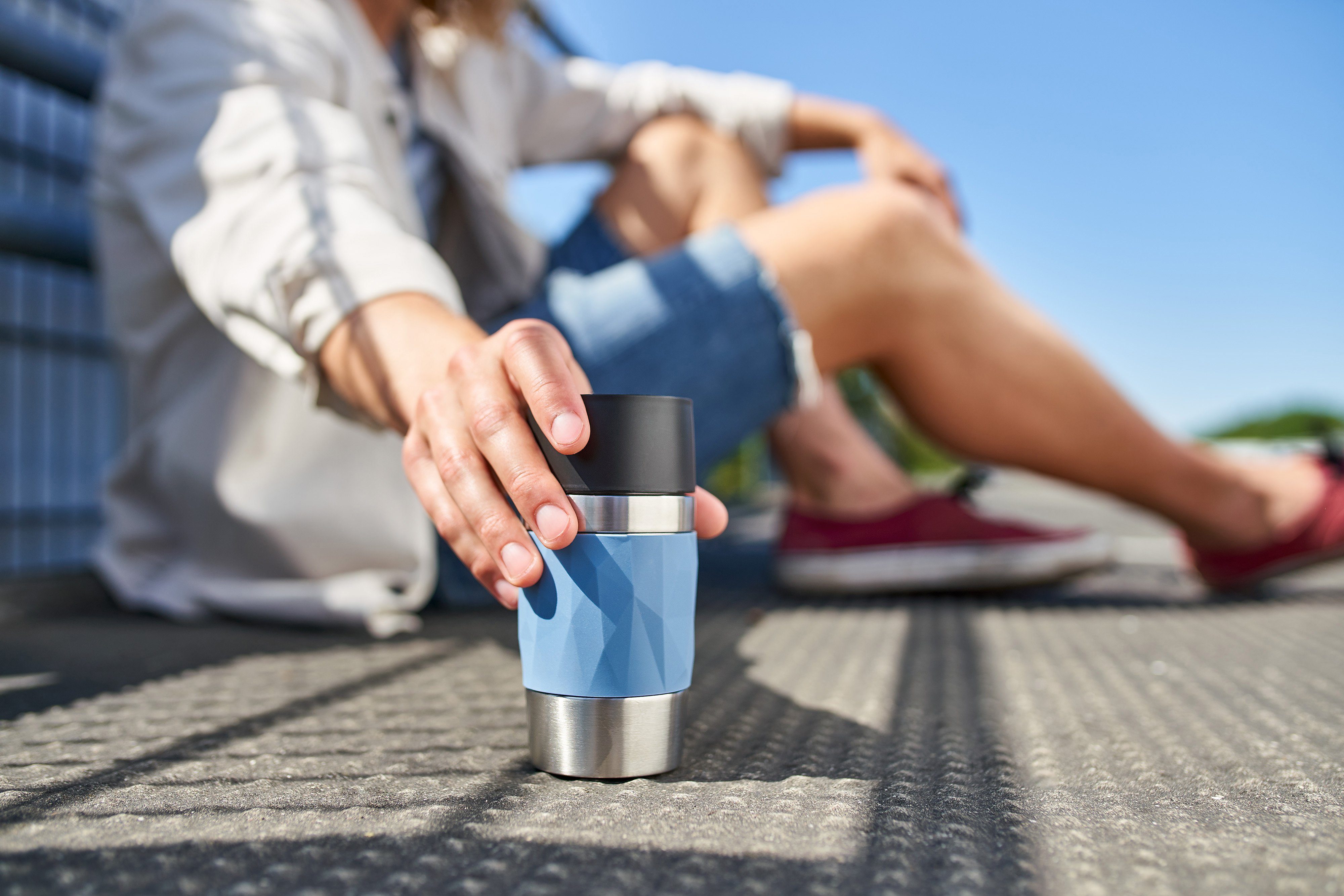Emsa Thermosbeker Travel Mug Compact 0,3l, roestvrij staal, 3u warm/6u koud, 360° drinkopening, vaatwasmachinebestendig