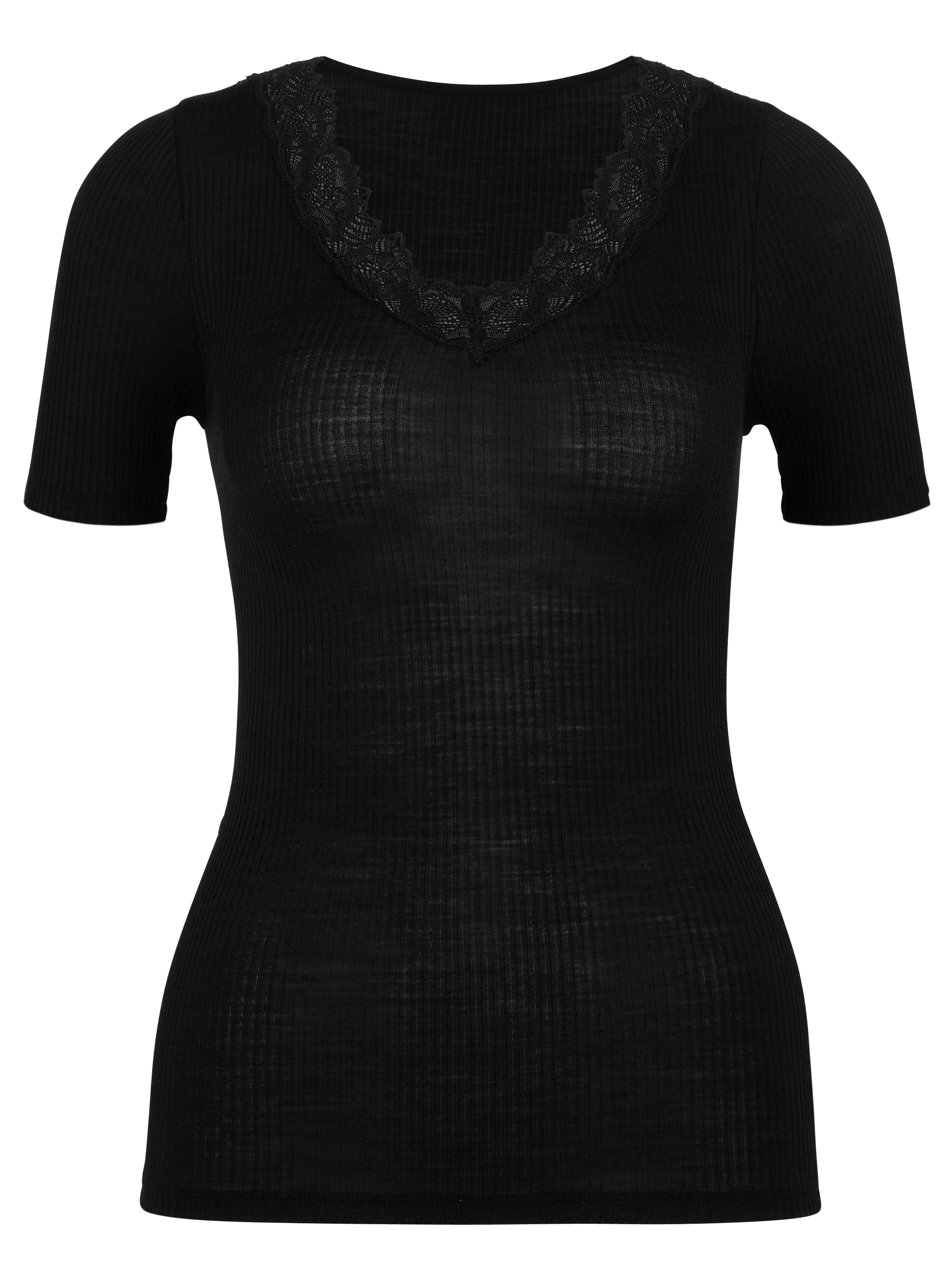 CALIDA Tanktop Silky Wool Joy met kantdetails aan de v-hals