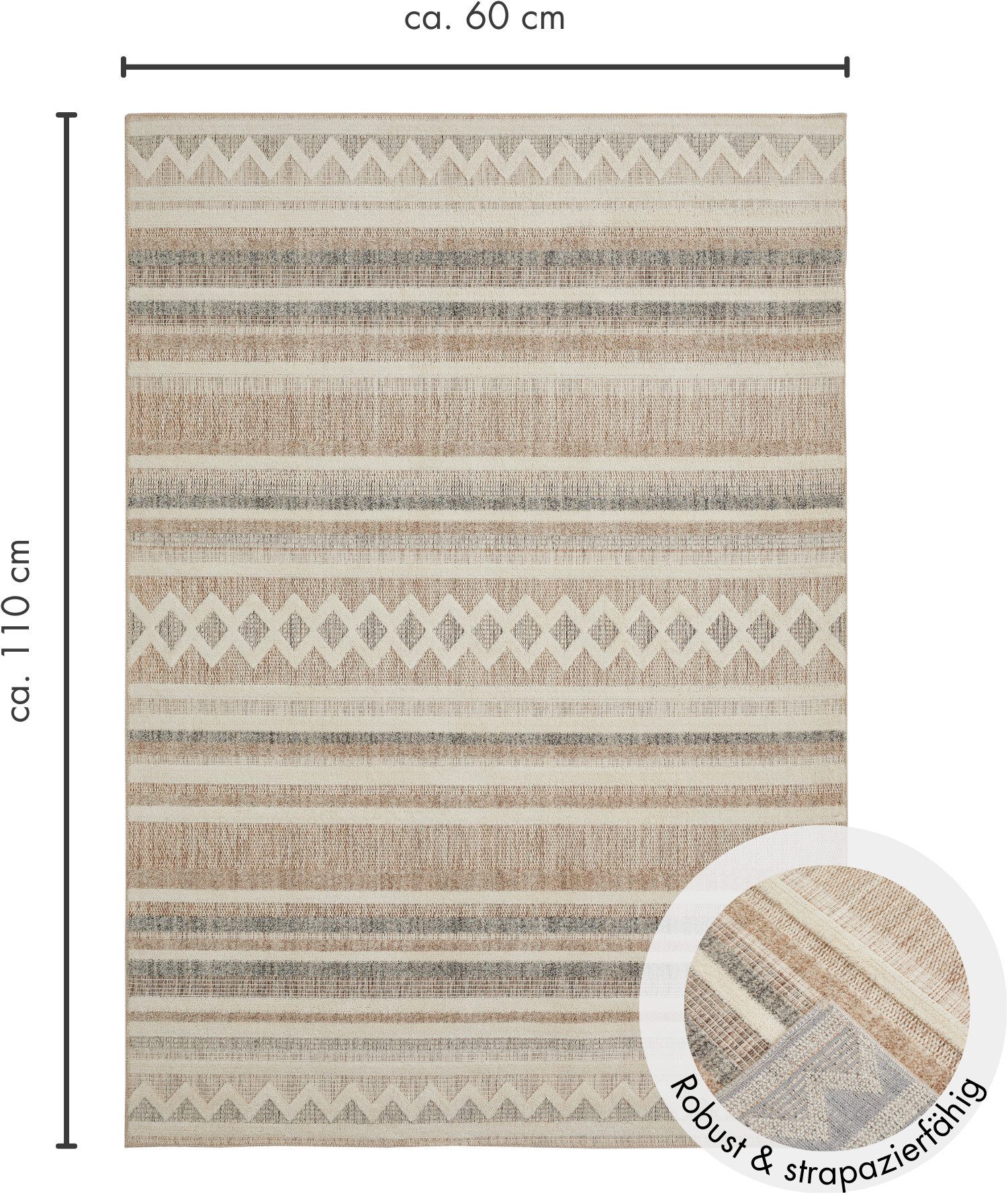 LUXOR living Vloerkleed CROSBY Ruitdesign, boho-stijl, woonkamer, slaapkamer