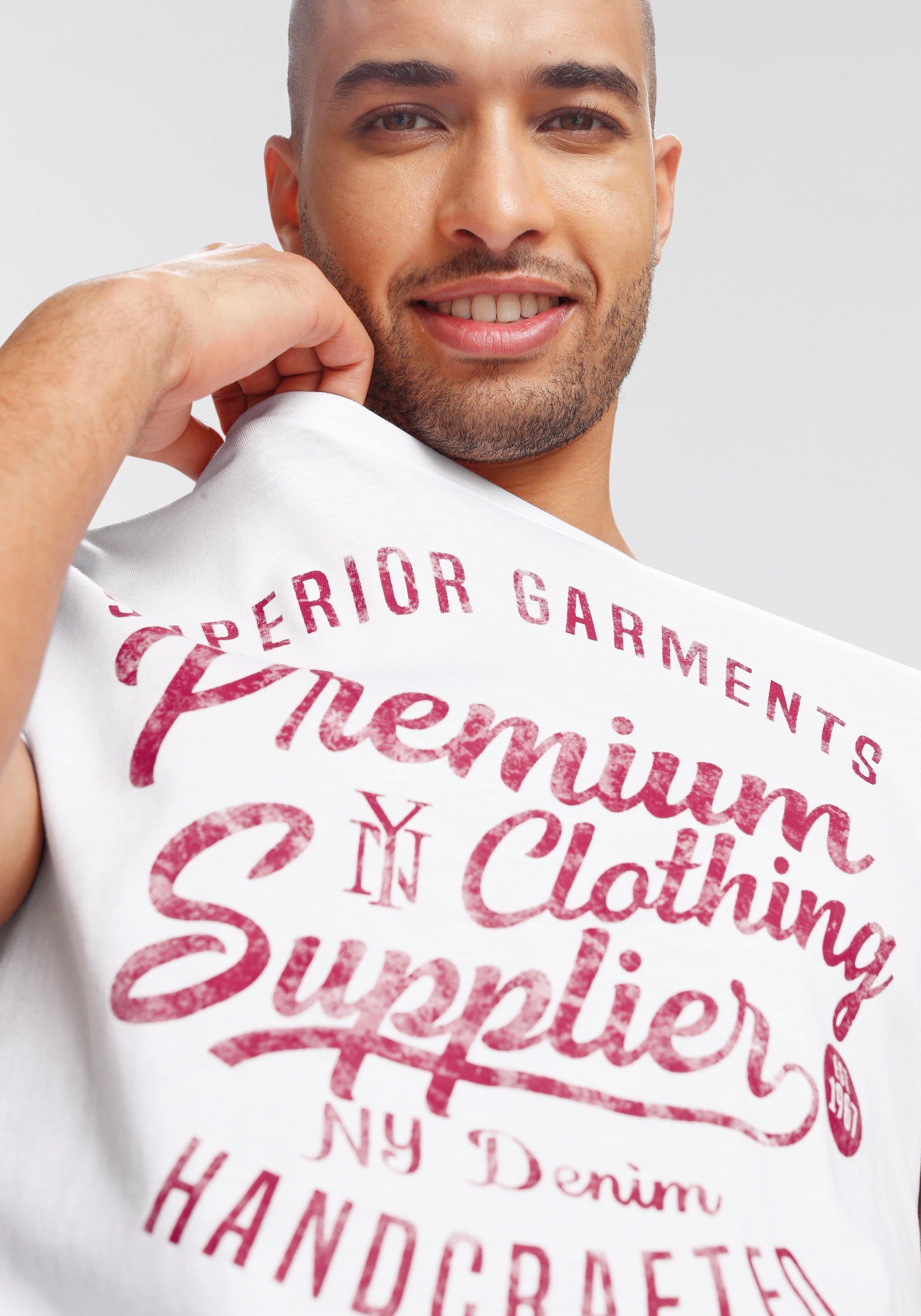 AJC T-shirt Korte mouwen, smalle pasvorm, in vintage-ontwerp