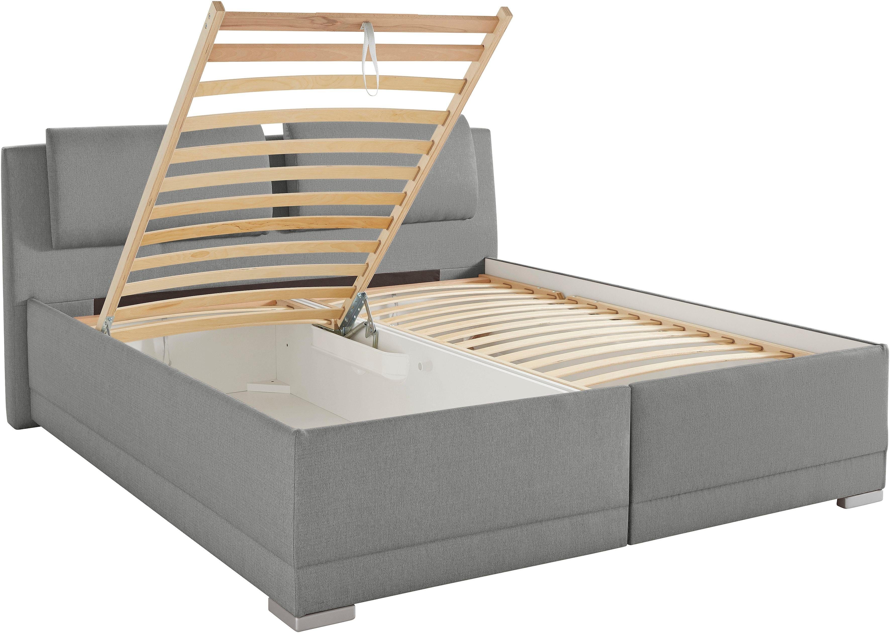 Maintal Gestoffeerd bed Oderzo met bedkist, verstelbare hoofdsteun, matrassen in h2 of h3 ter keuze