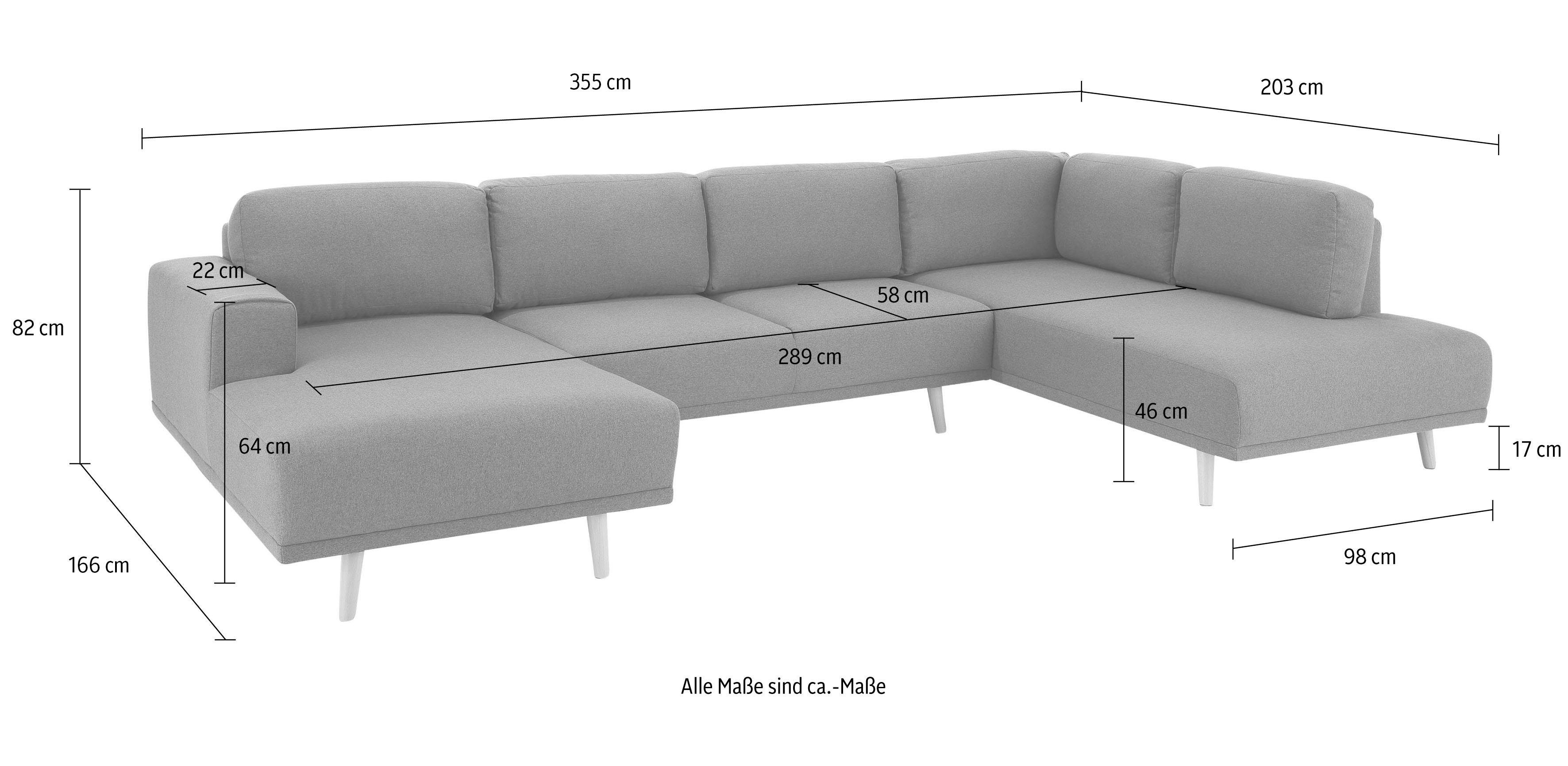 Home affaire Zithoek Lasse U-vorm in scandinavische stijl met houten poten