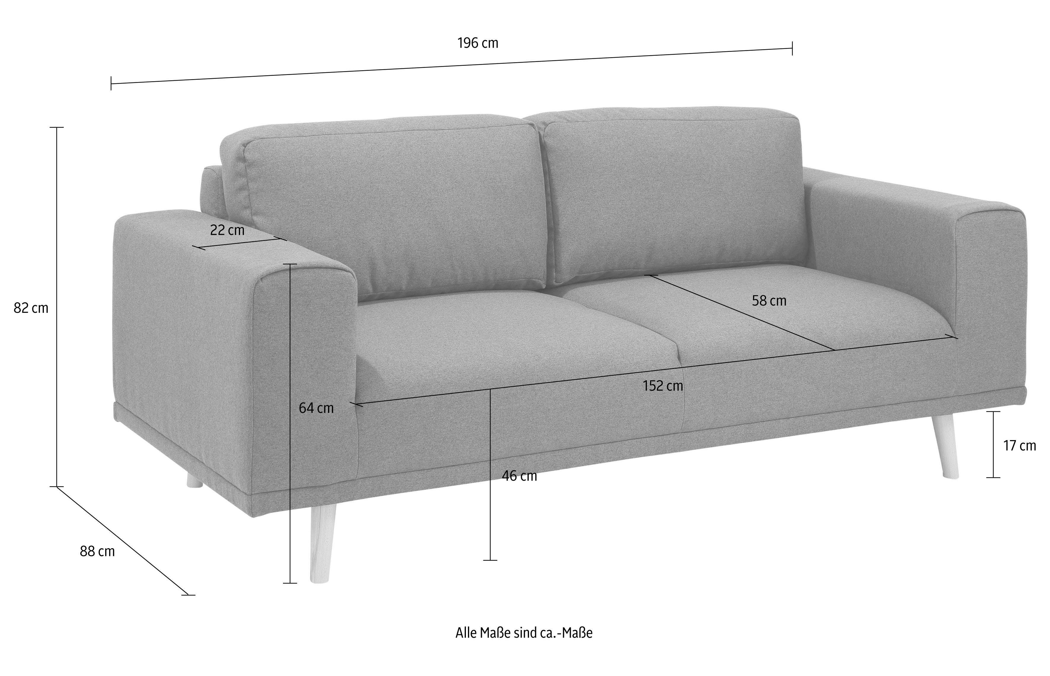 Home affaire 2-zitsbank Lasse in scandinavische stijl met houten poten