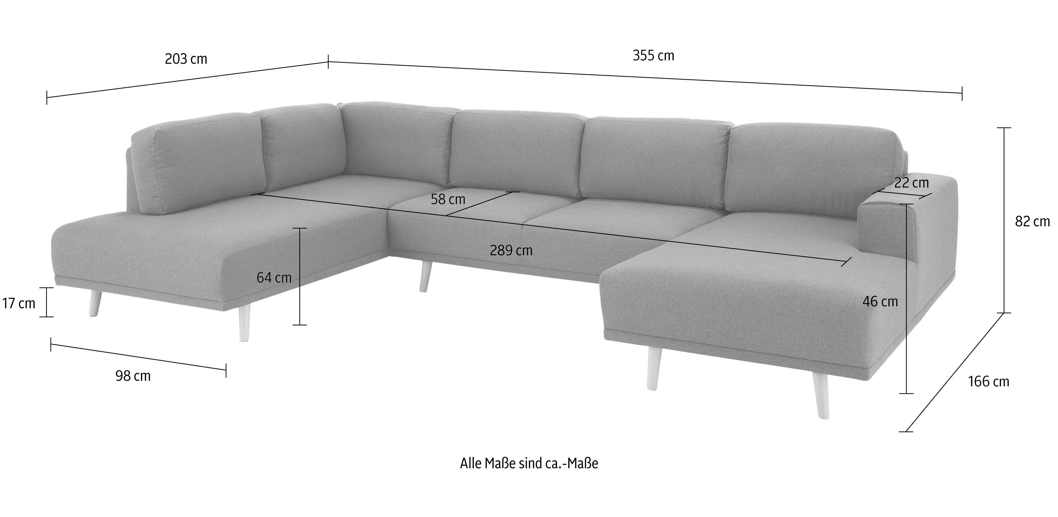 Home affaire Zithoek Lasse U-vorm in scandinavische stijl met houten poten