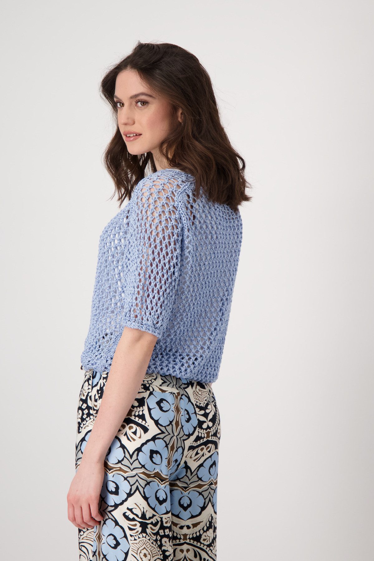 Monari Gebreide trui Pullover met ajourband