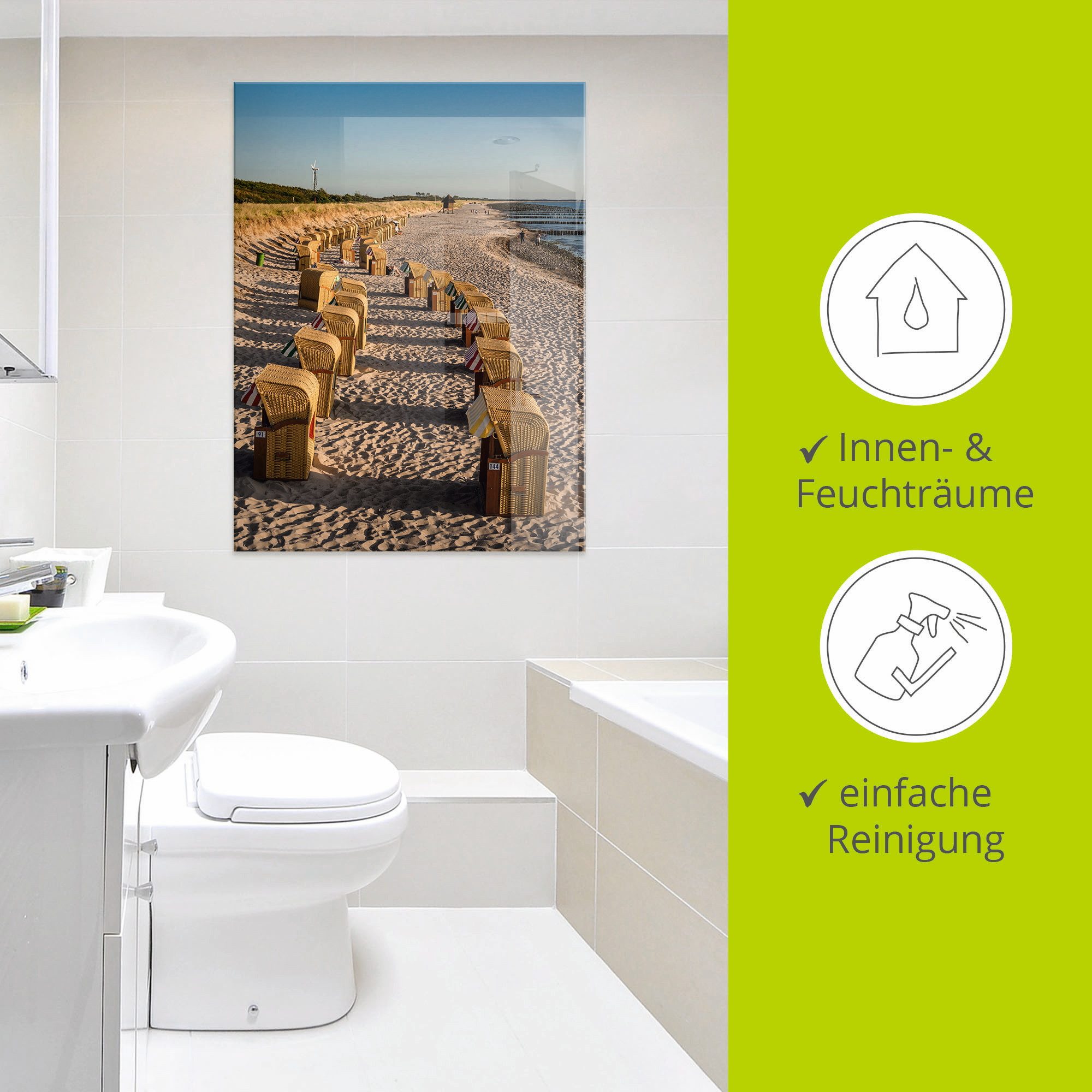 Artland Print op glas Strandstoelen Oostzeekust in Wustrow