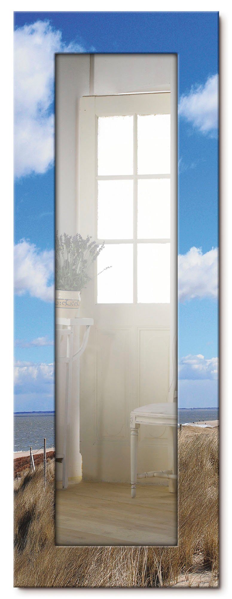 Artland Sierspiegel Vuurtoren Sylt ingelijste spiegel voor het hele lichaam met motiefrand, geschikt voor kleine, smalle hal, halspiegel, mirror spiegel omrand om op te hangen