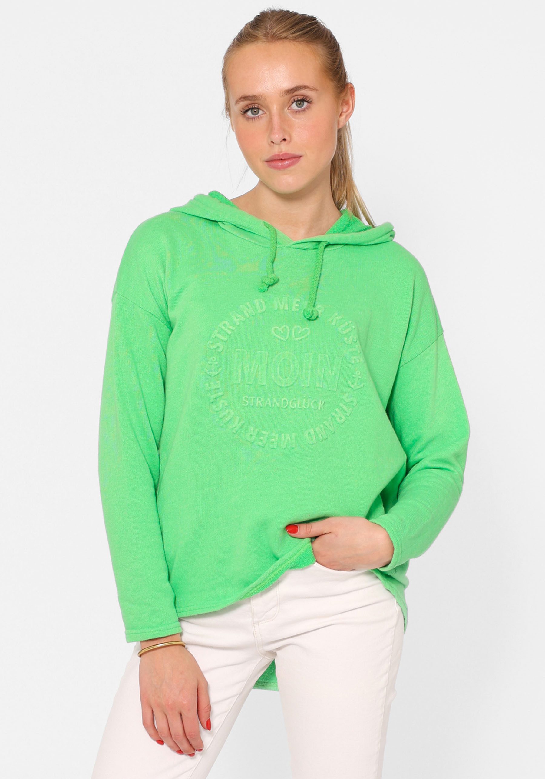 Zwillingsherz Hoodie Moin met capuchon en stempeldruk dames truien met capuchon maat L/XL groen