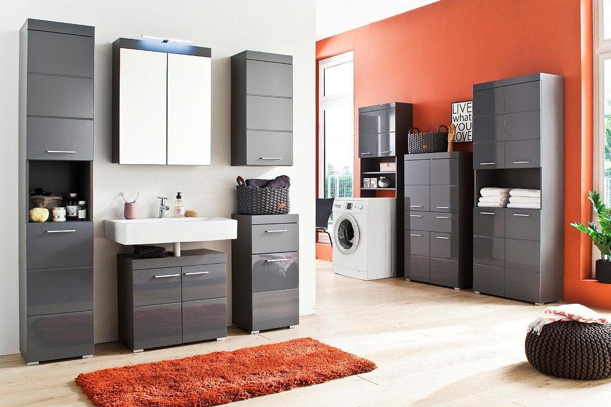 INOSIGN Halfhoge kast Avena Badkamerkast met 1 lade en 4 deuren - afmetingen (B/D/H) 73/31/130 cm